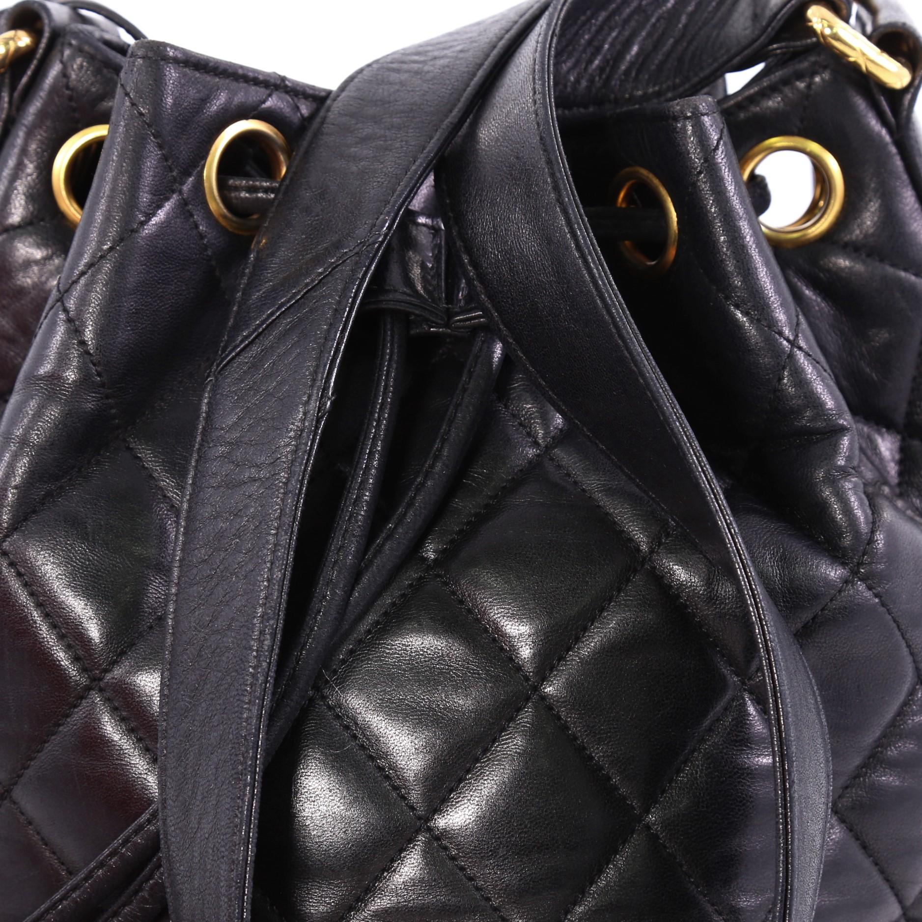 Women's Chanel Vintage Drawstring Bucket Bag Quilted Lambskin Small