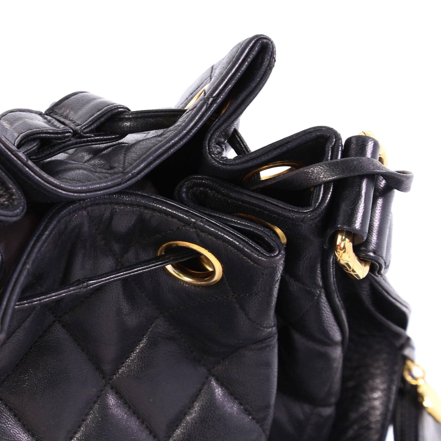 Chanel Vintage Drawstring Bucket Bag Quilted Lambskin Small 1