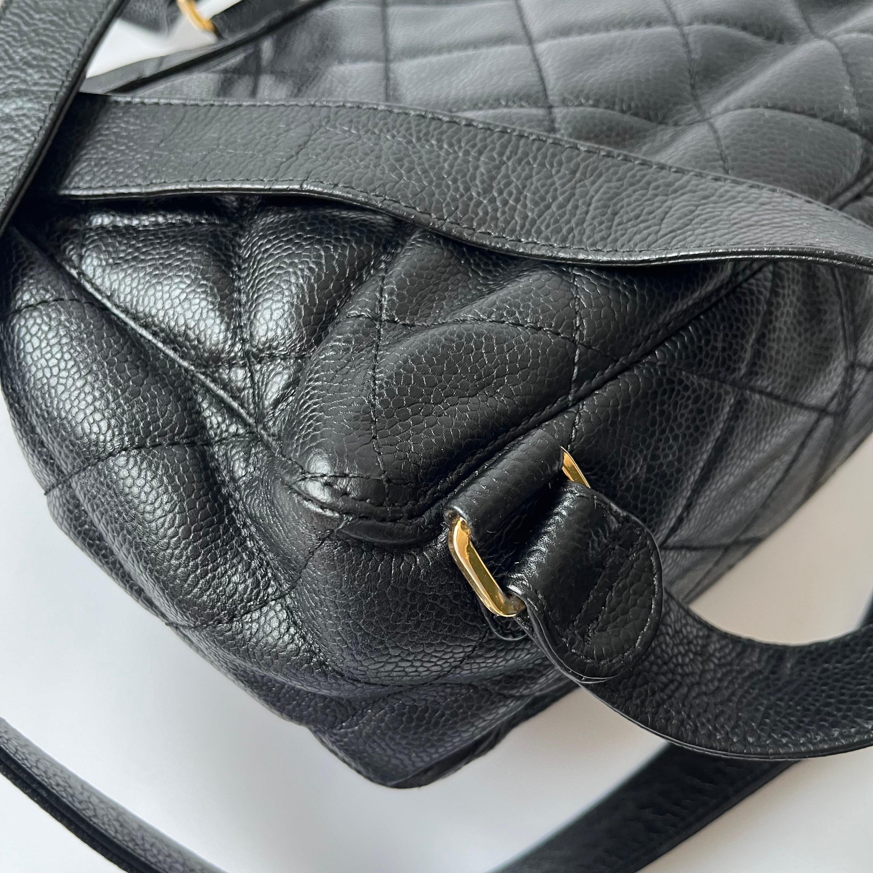 Chanel Vintage Duma Backpack Black Caviar Leather Gold Hardware, 1996-97 For Sale 7