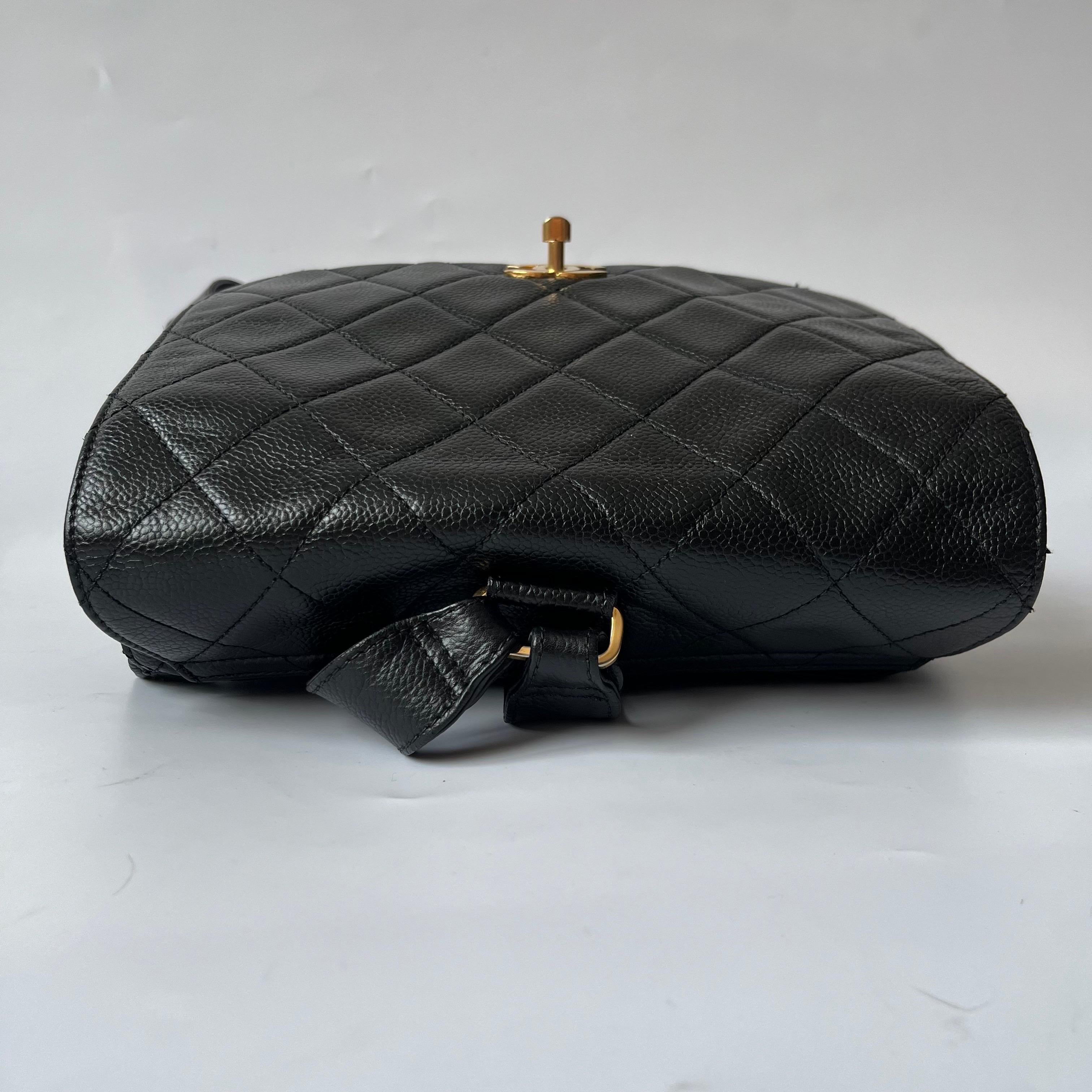 Chanel Vintage Duma Backpack Black Caviar Leather Gold Hardware, 1996-97 For Sale 8