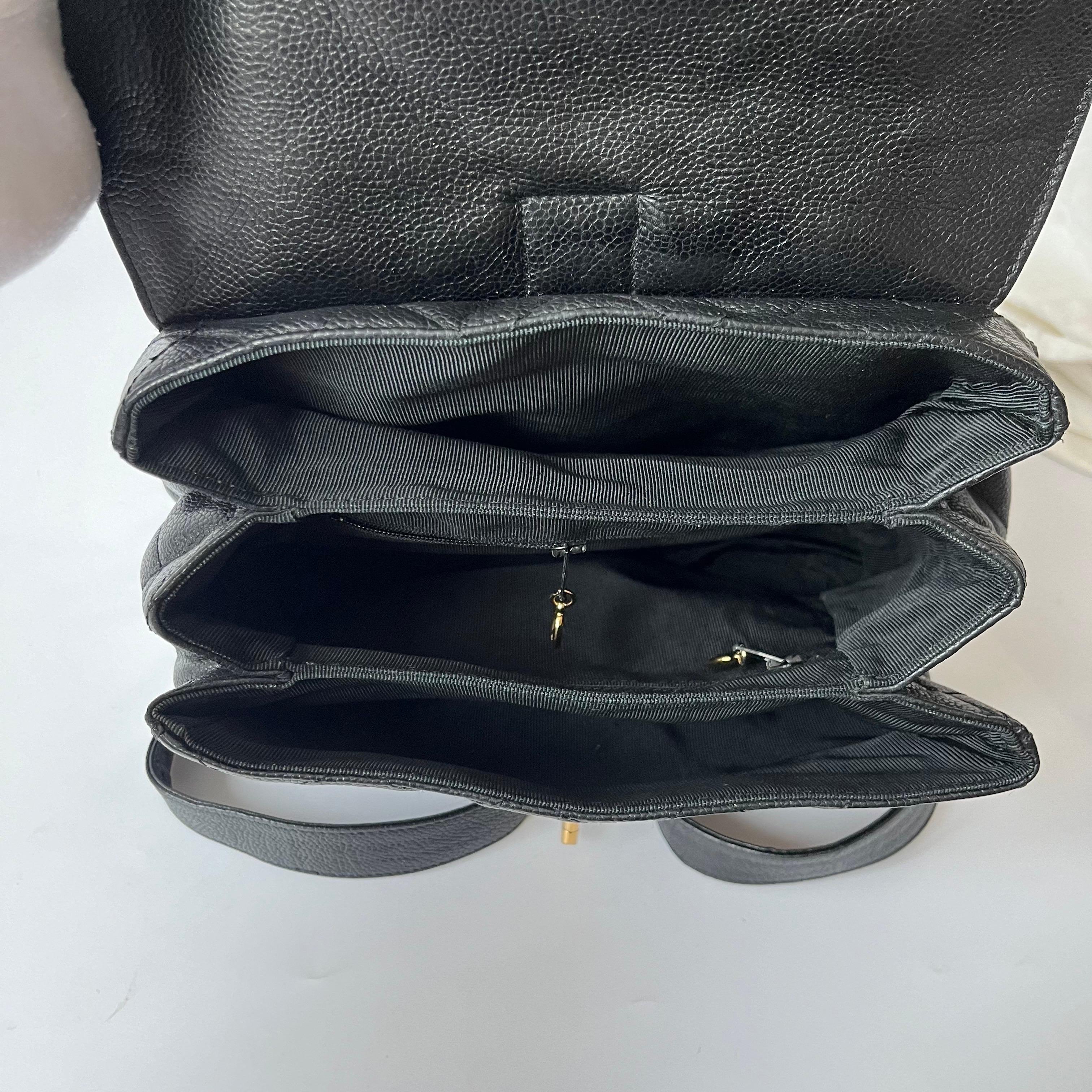 Chanel Vintage Duma Backpack Black Caviar Leather Gold Hardware, 1996-97 For Sale 10