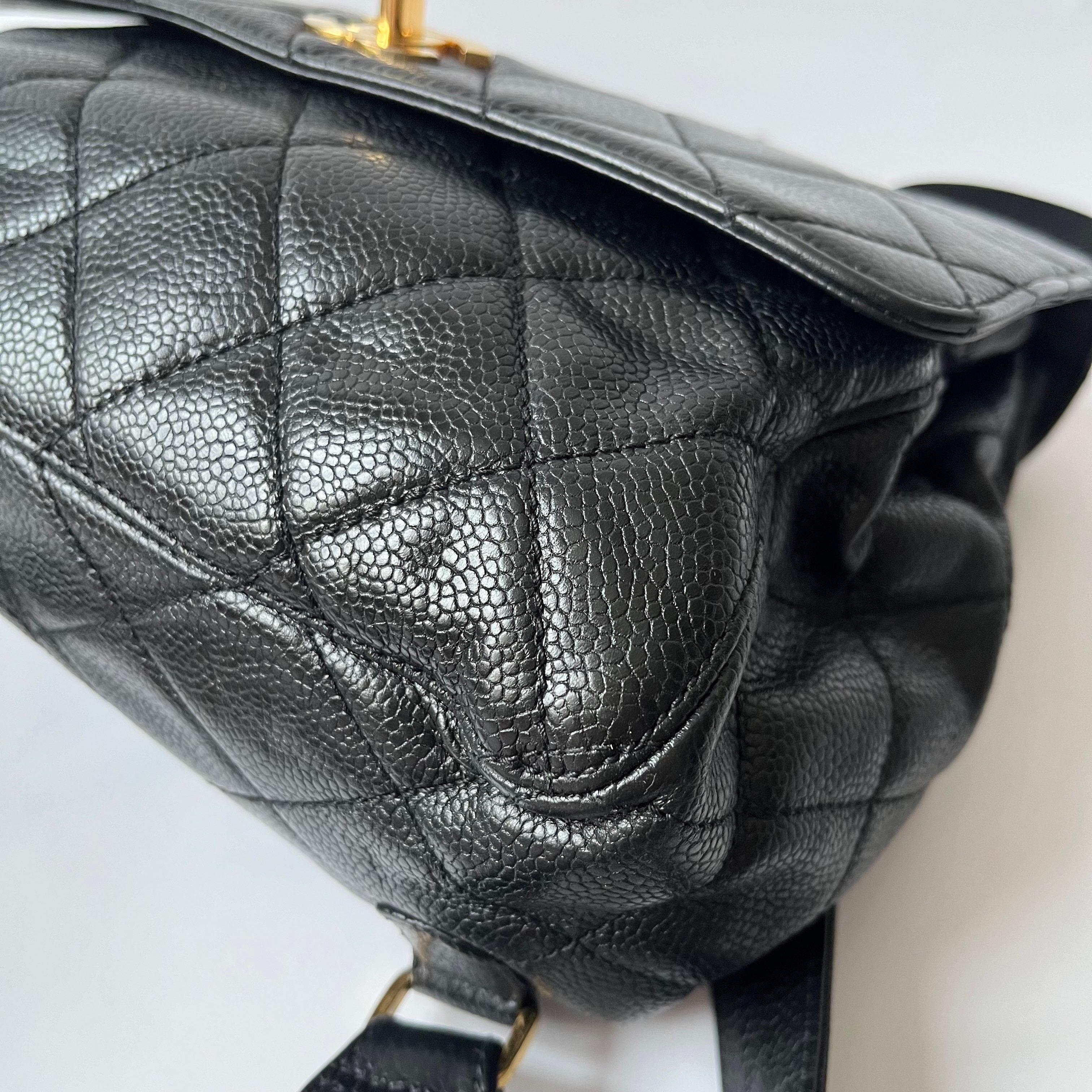 Chanel Vintage Duma Backpack Black Caviar Leather Gold Hardware, 1996-97 For Sale 13