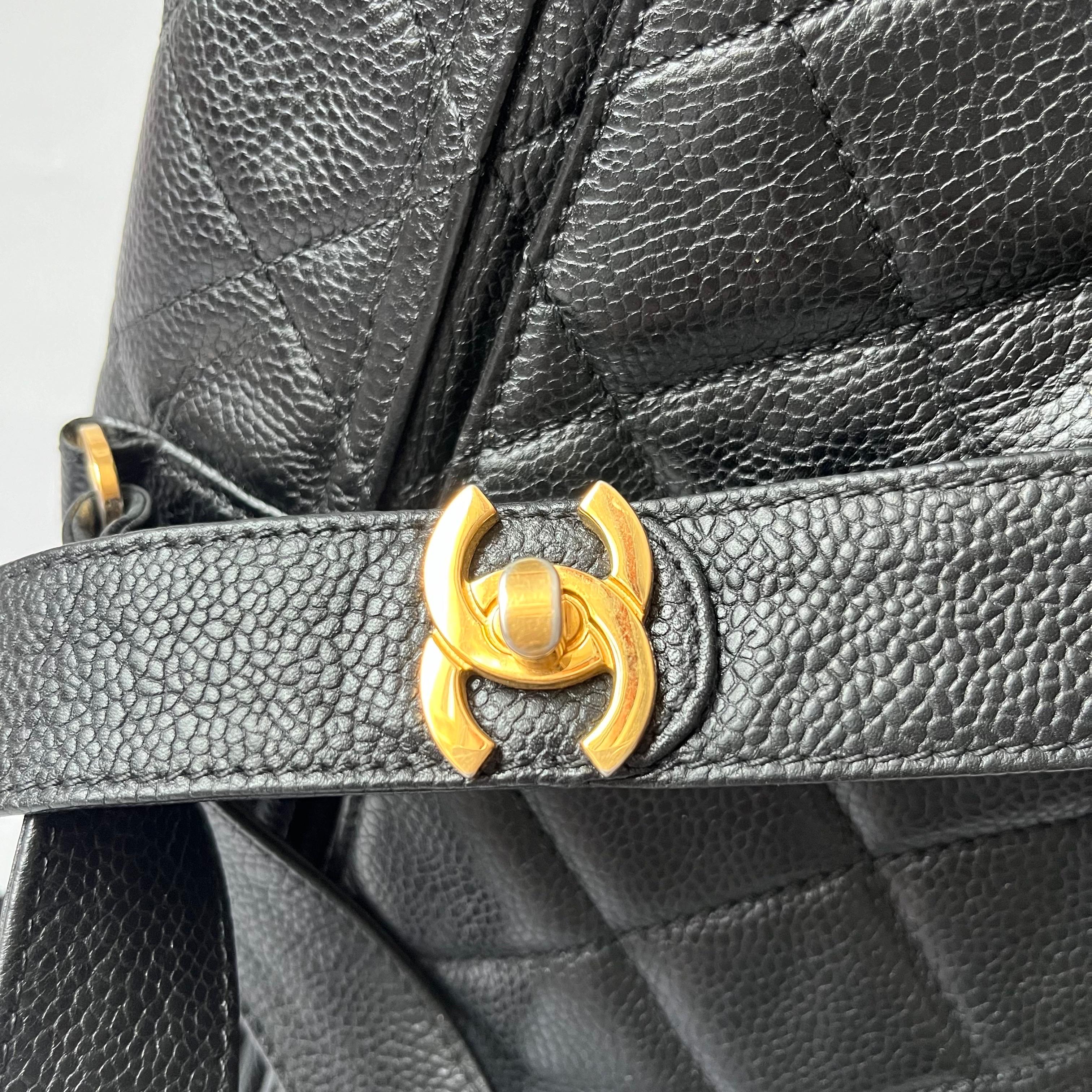 Chanel Vintage Duma Backpack Black Caviar Leather Gold Hardware, 1996-97 For Sale 14