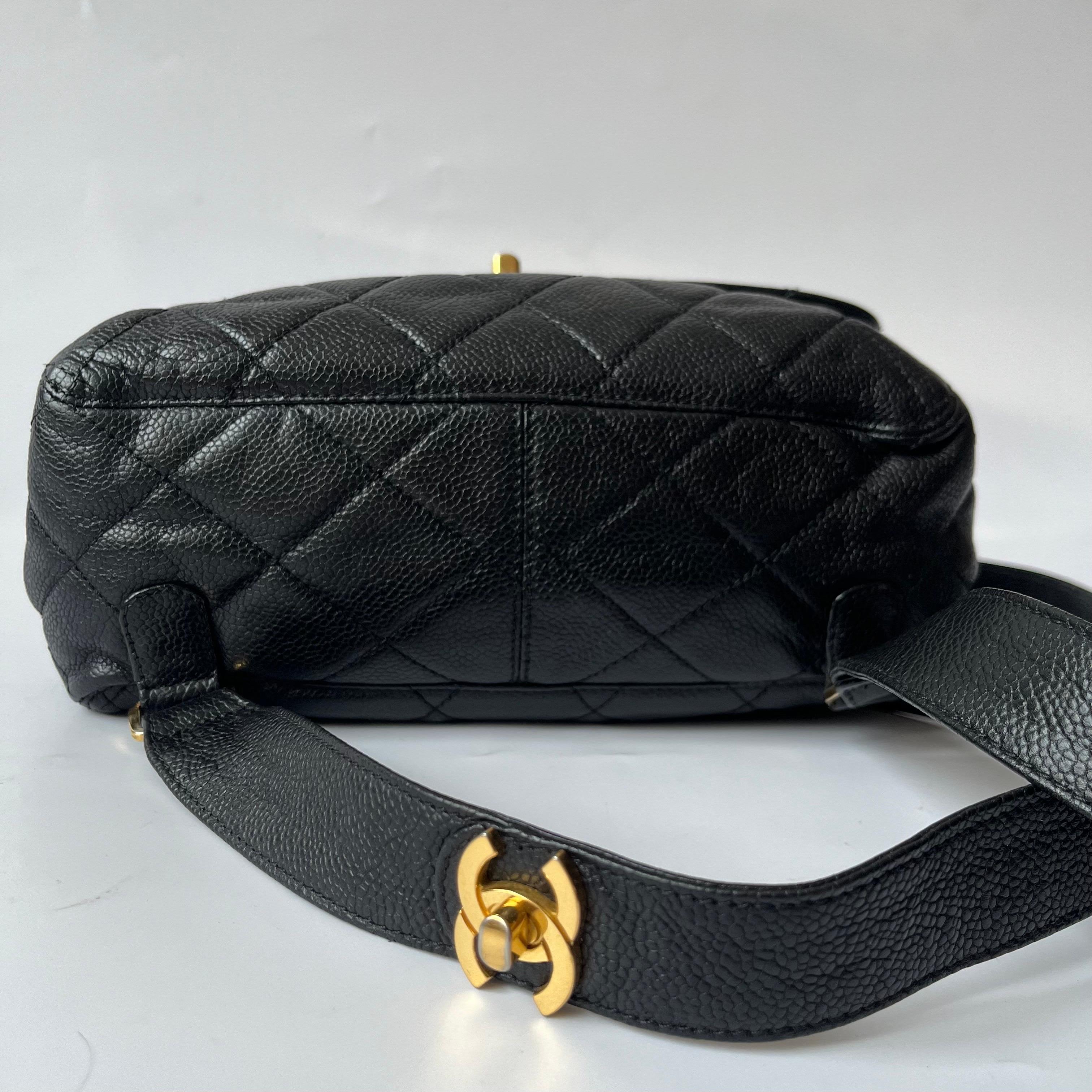 Women's Chanel Vintage Duma Backpack Black Caviar Leather Gold Hardware, 1996-97 For Sale