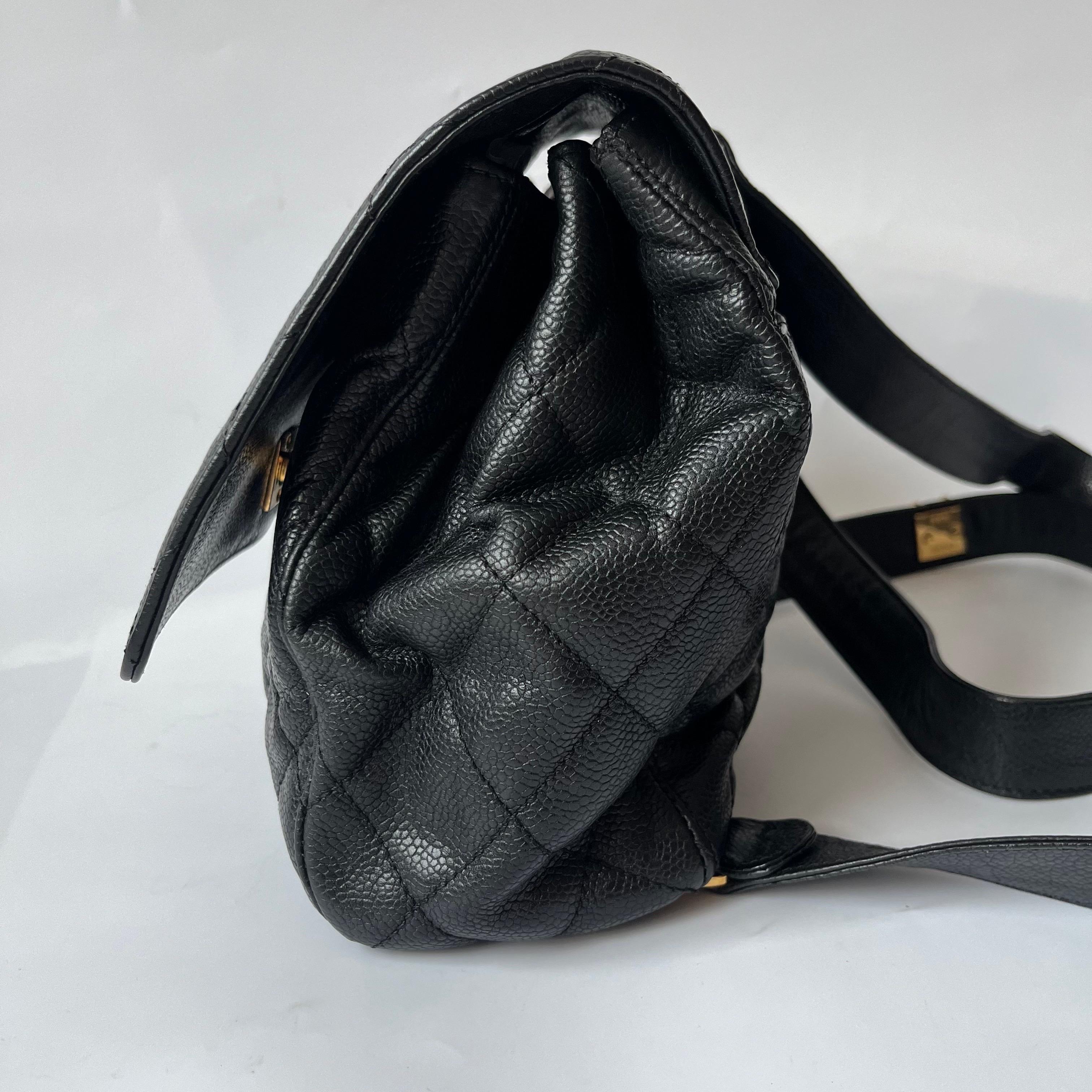 Chanel Vintage Duma Backpack Black Caviar Leather Gold Hardware, 1996-97 For Sale 2