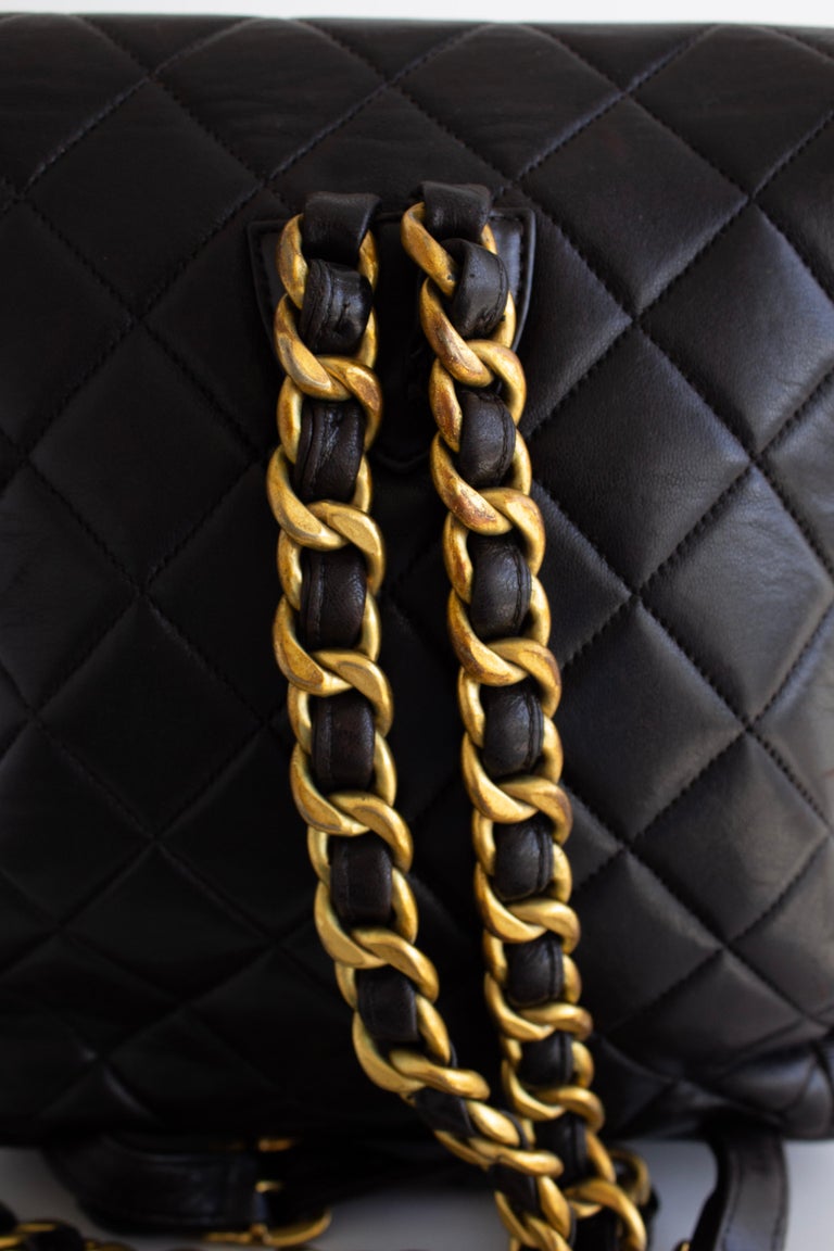 Chanel Vintage Duma Black Lambskin Leather Quilted 24K Gold  display picture 1