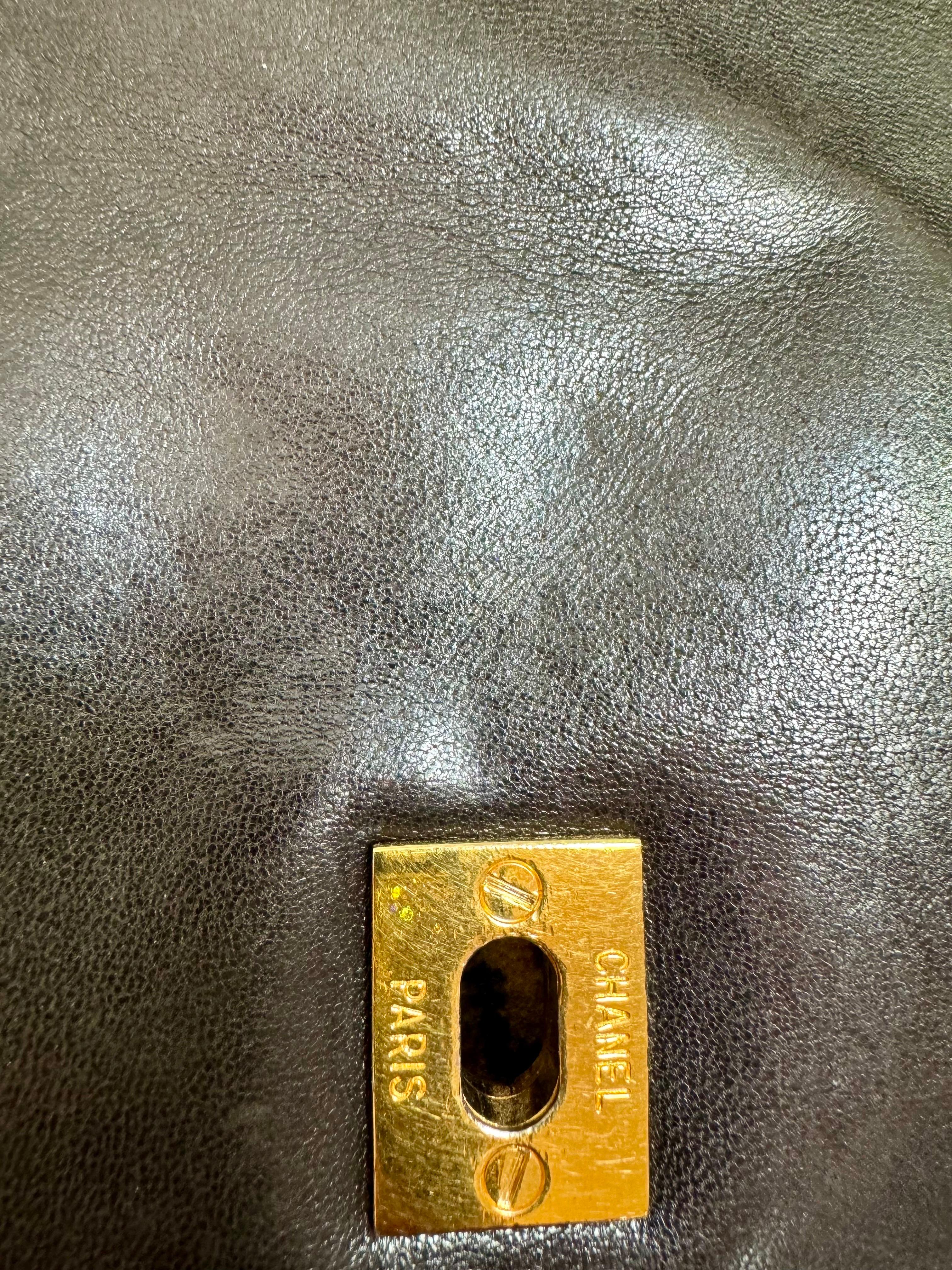 CHANEL Vintage Duma Matelasse Backpack Leather Lamb Skin Black Gold Tone CC 8