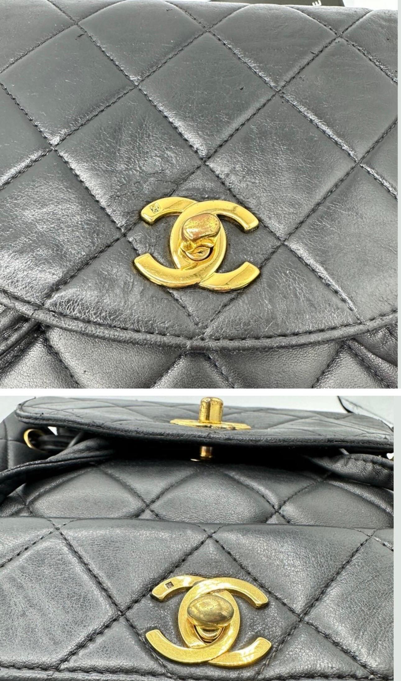 CHANEL Vintage Duma Matelasse Backpack Leather Lamb Skin Black Gold Tone CC 2