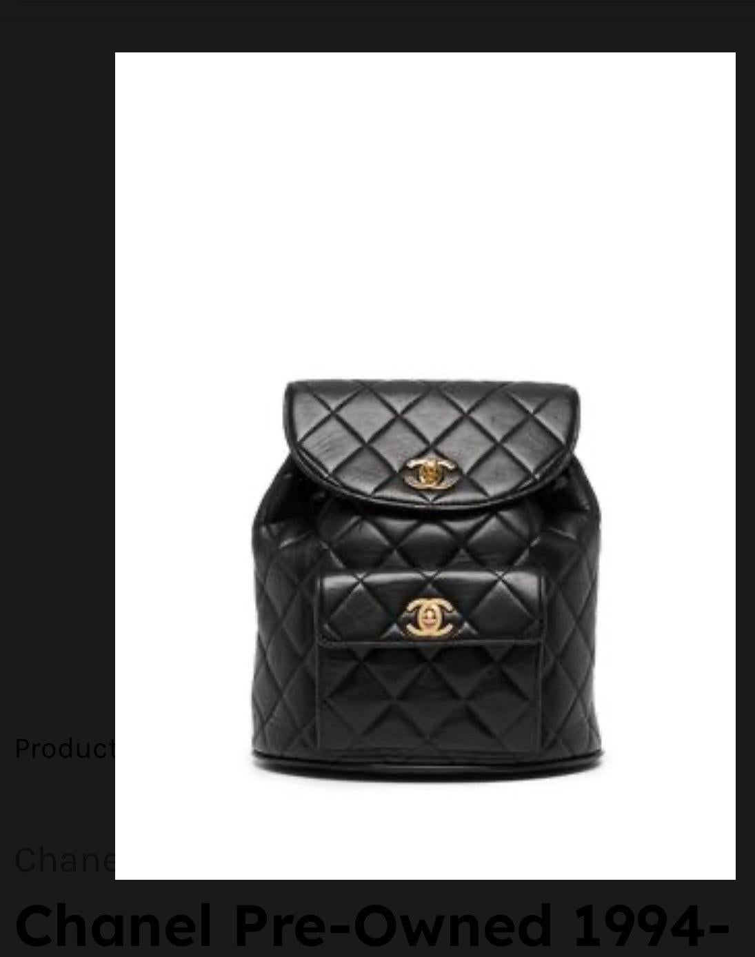 CHANEL Vintage Duma Matelasse Backpack Leather Lamb Skin Black Gold Tone CC 3
