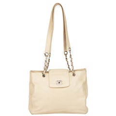 Chanel Vintage Ecru Leather CC Supermodel Tote