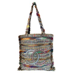 Chanel vintage embellished tweed tote shoulder bag