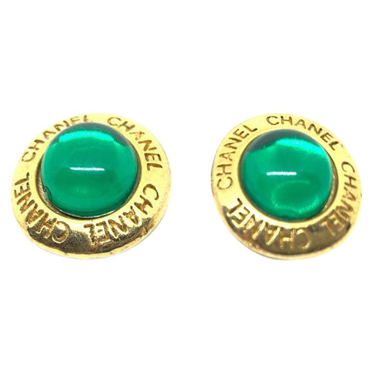 CHANEL Vintage Emerald Green Clips