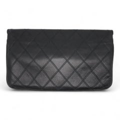 Chanel Vintage Envelope CC Quilted Black Leather Wallet Clutch