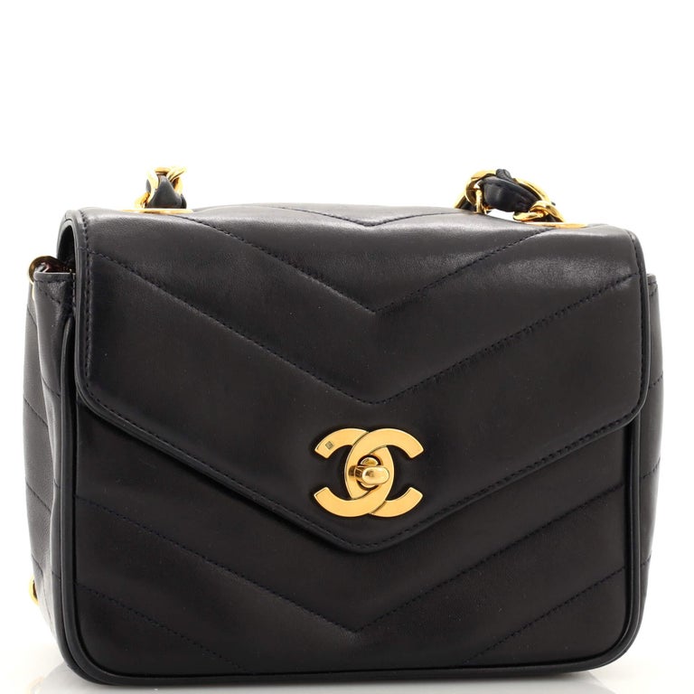 Chanel Vintage Envelope Flap Bag Chevron Lambskin Mini at 1stDibs