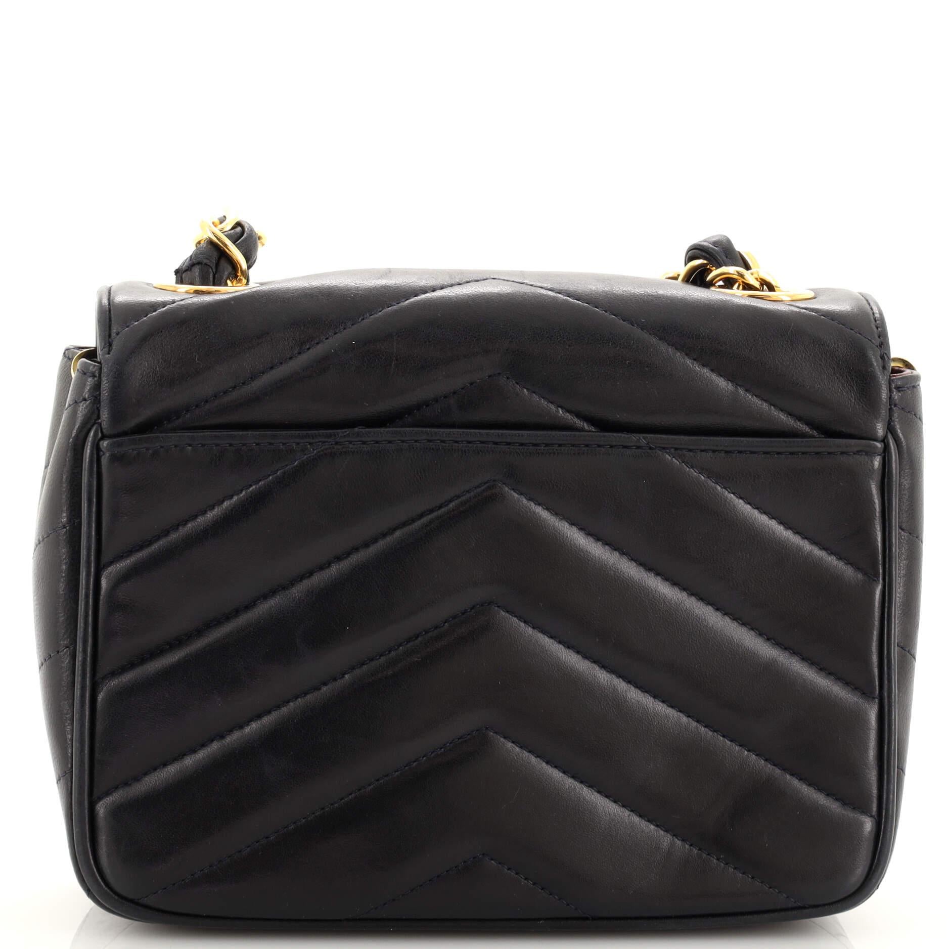 Chanel Vintage Envelope Flap Bag Chevron Lambskin Mini In Good Condition In NY, NY