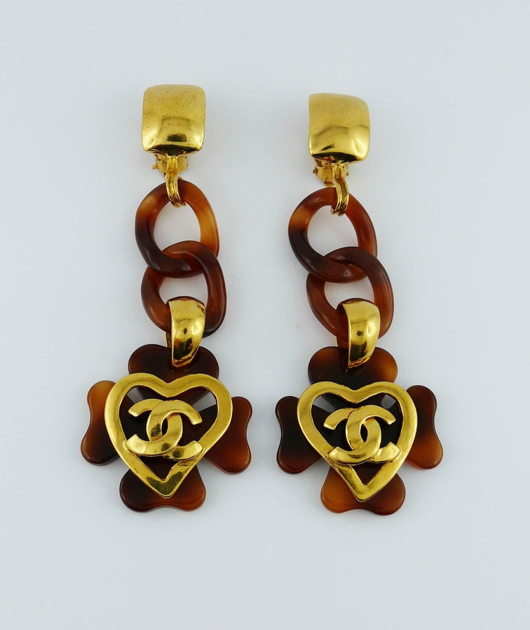 Chanel Vintage Extra Long Dangling Earrings Spring 1995 at 1stDibs