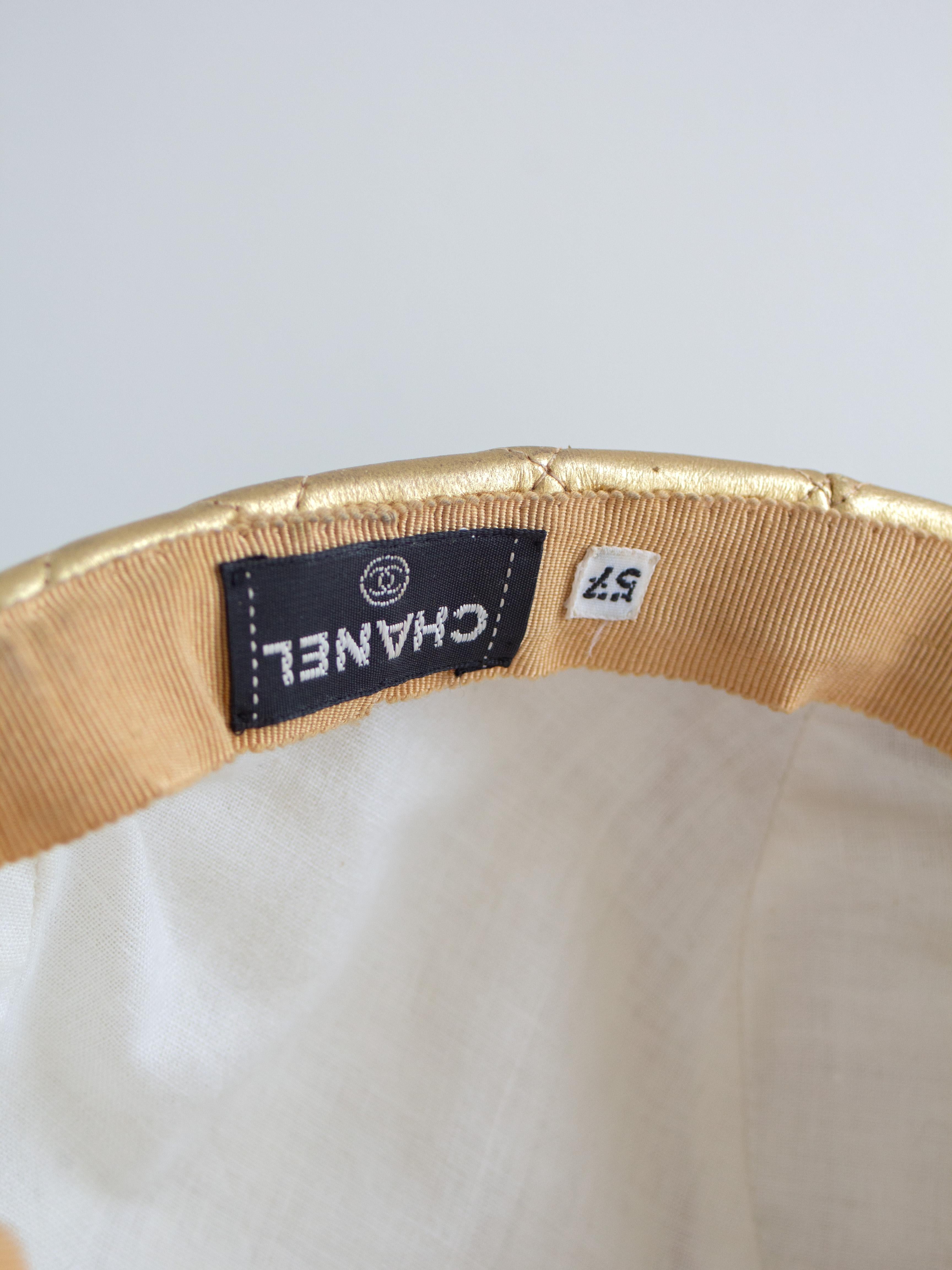Chanel Vintage F/W 1991 Hip-Hop Gold Quilted  Lambskin Baseball Cap Hat 8