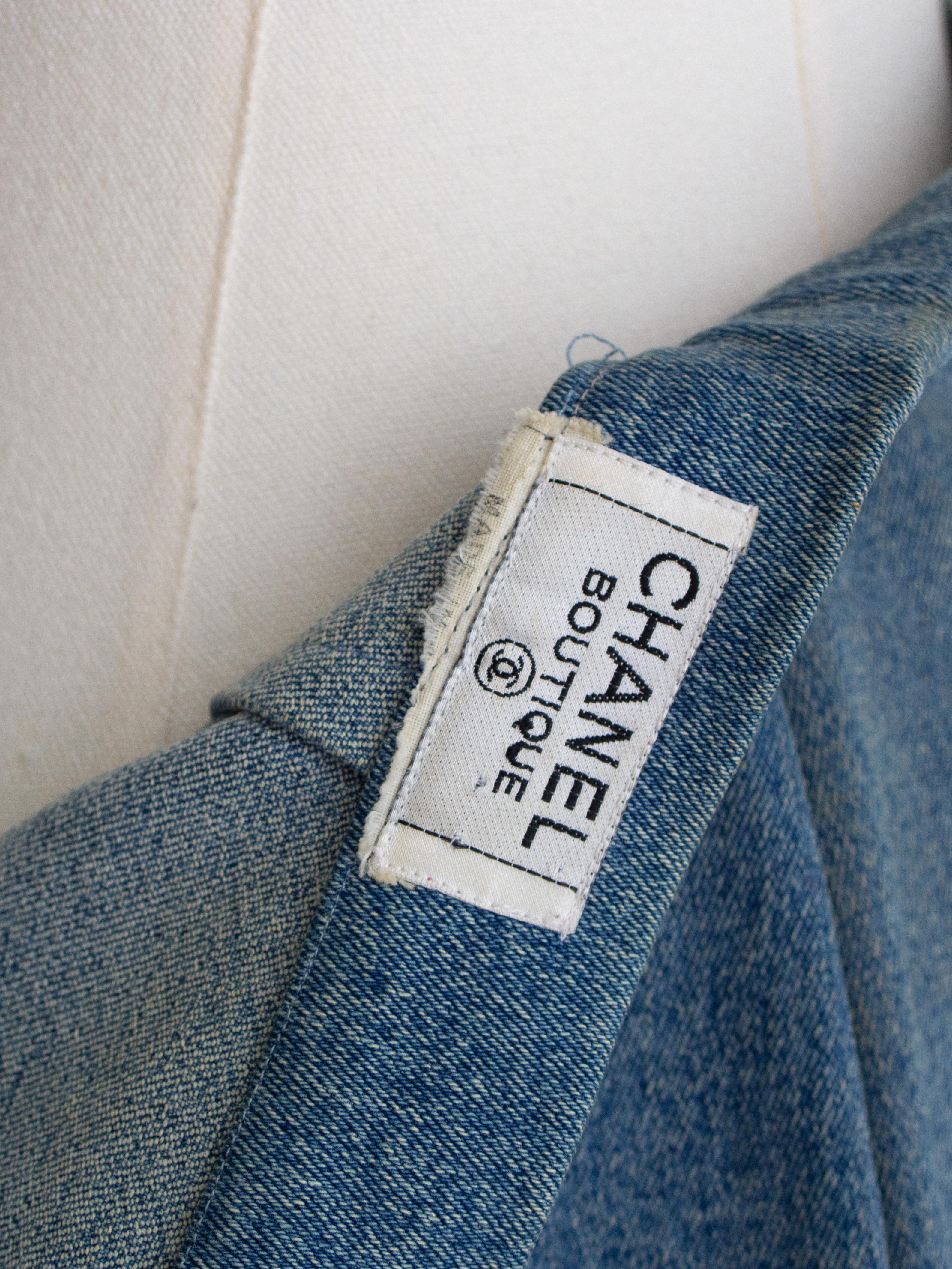 Chanel Vintage A/I 1991 Hip-Hop Rosa Tweed CC Gonna Denim Giacca Completo in vendita 16