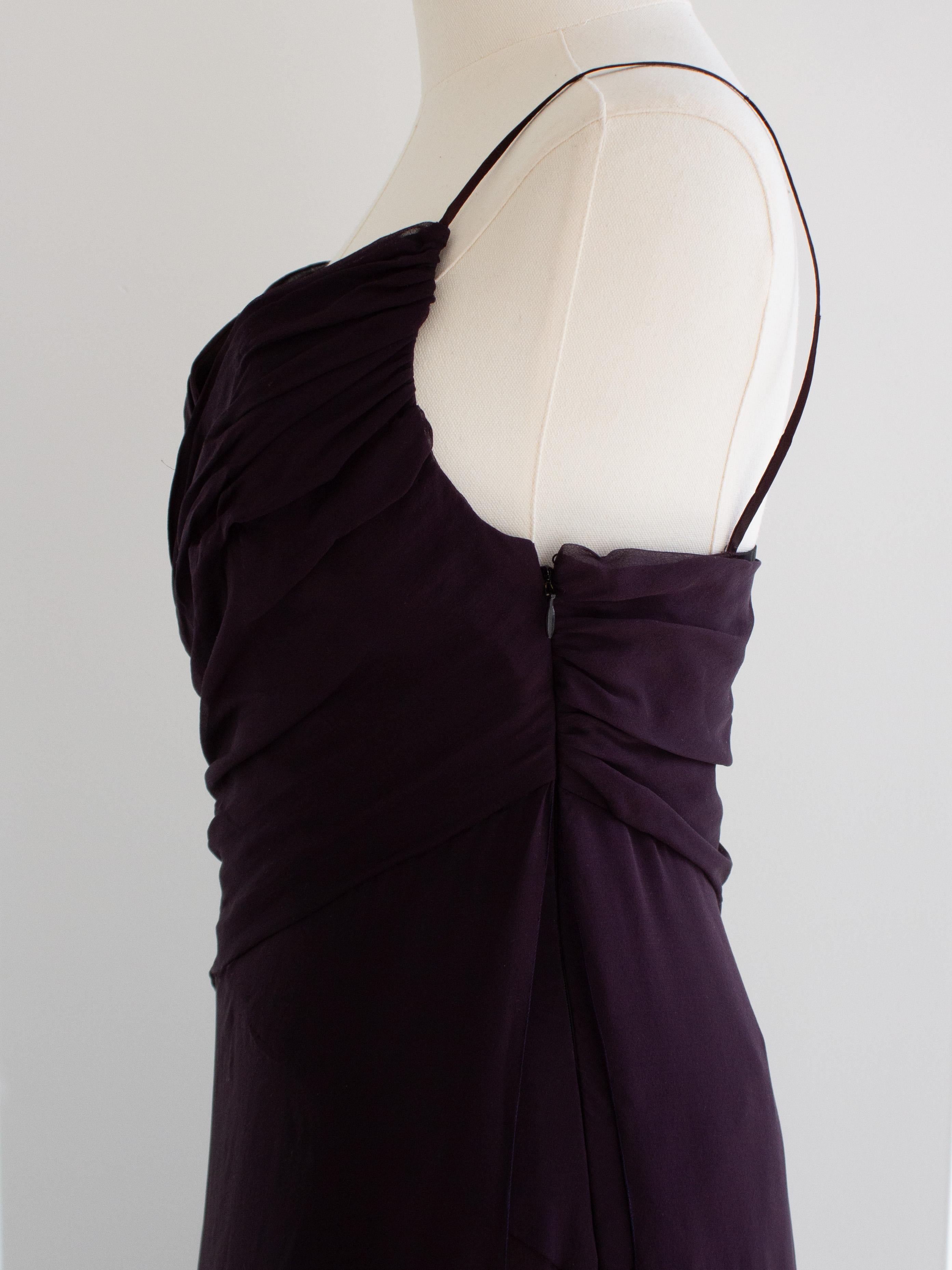 Chanel Vintage F/W 1993 Eggplant Purple Draped Silk Maxi Dress 93A Gown For Sale 5