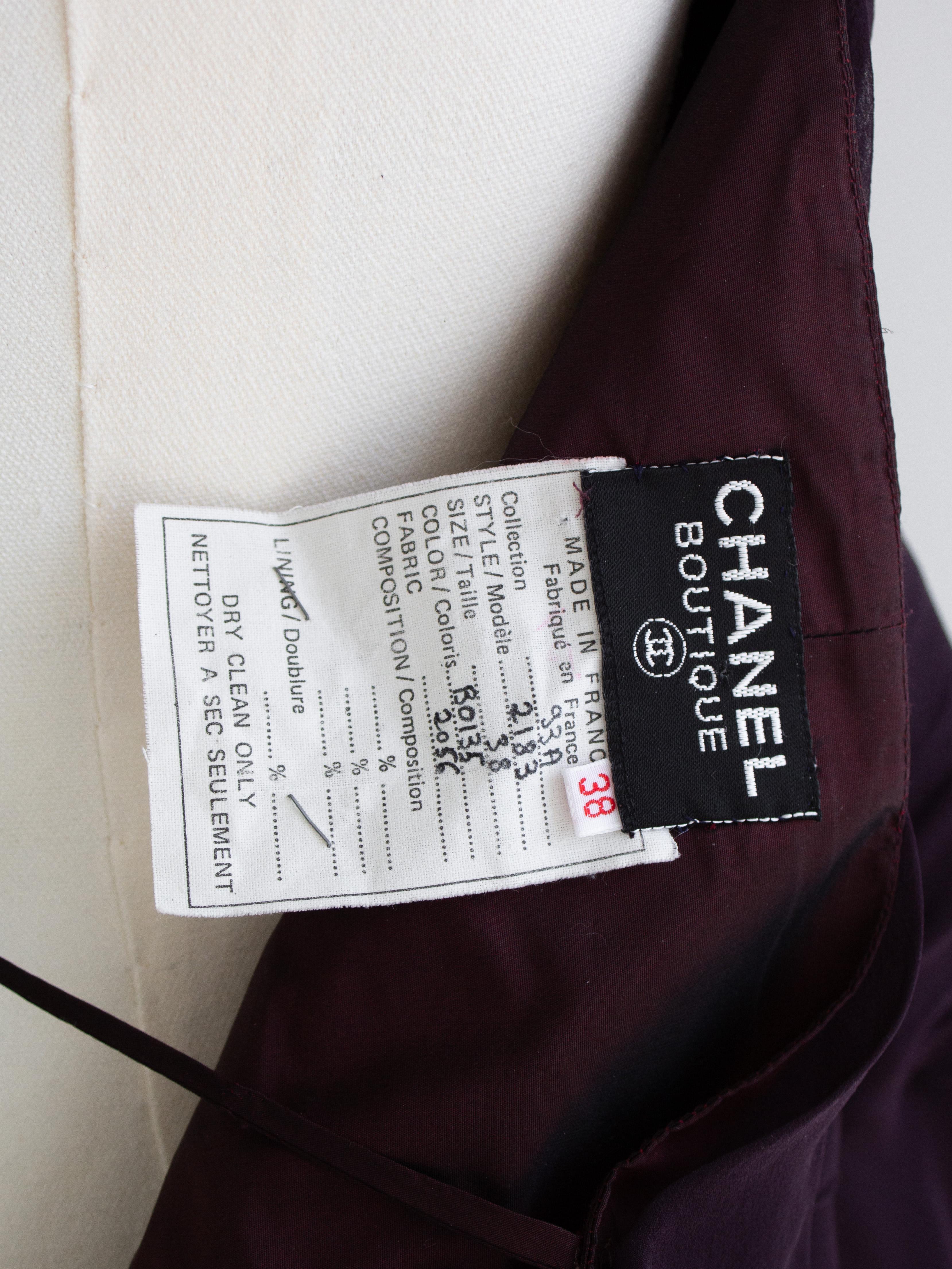 Chanel Vintage F/W 1993 Eggplant Purple Draped Silk Maxi Dress 93A Gown For Sale 7
