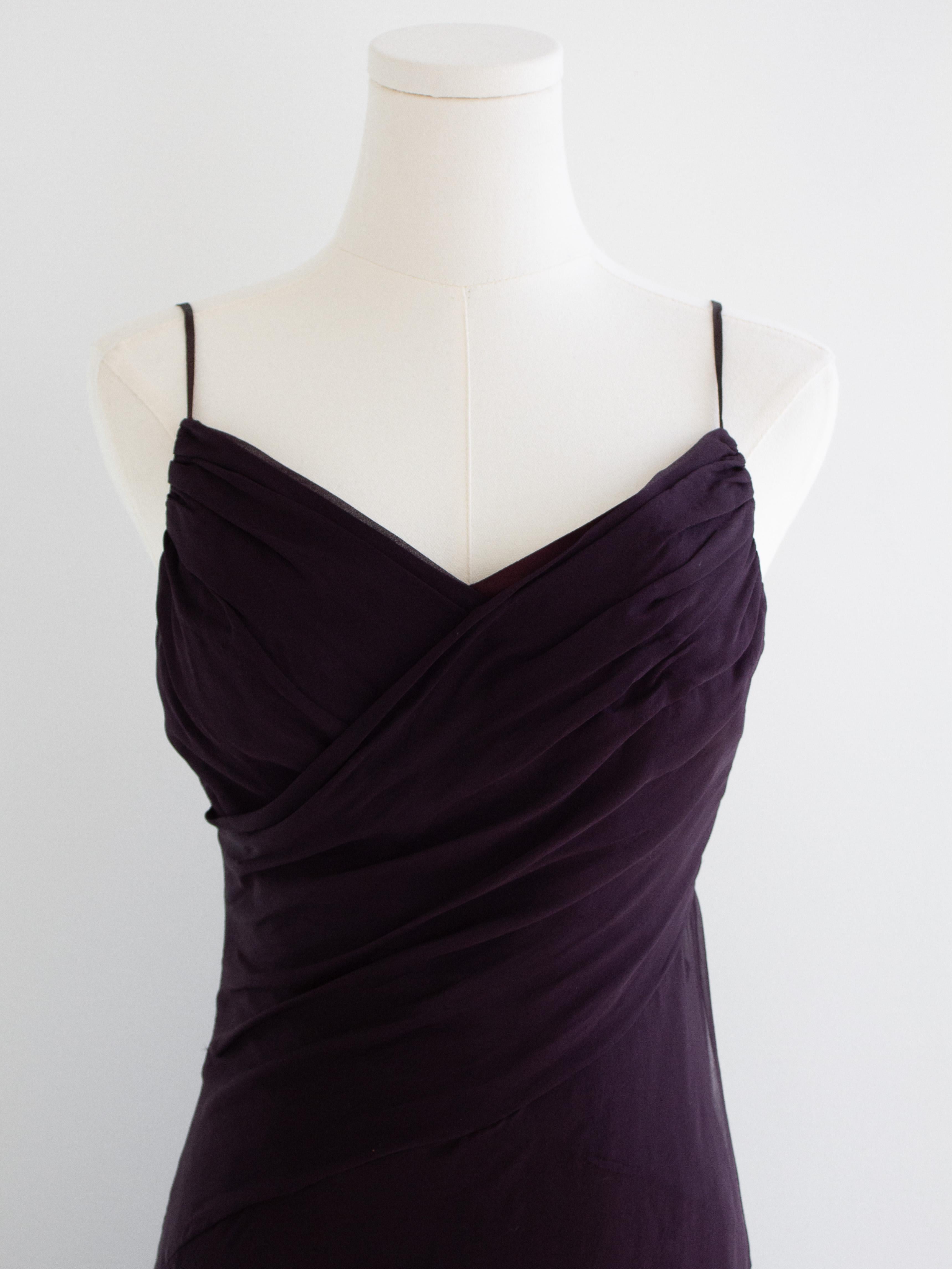 Women's Chanel Vintage F/W 1993 Eggplant Purple Draped Silk Maxi Dress 93A Gown For Sale
