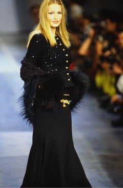 Chanel Vintage F/W 1993 Navy Midnight Blue Sequin Gold CC 93A Jacket