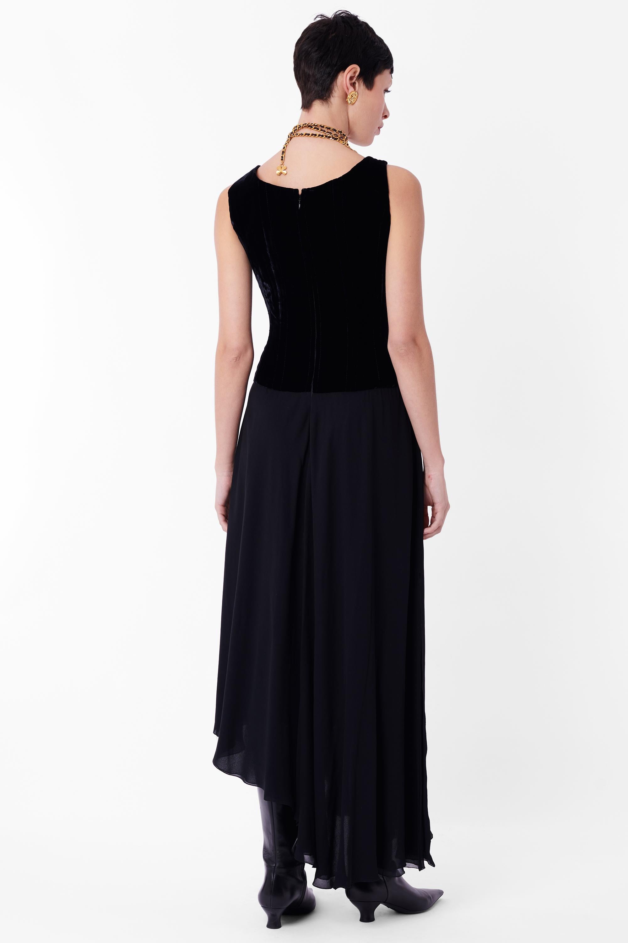 Women's or Men's Chanel  Vintage F/W 1993 Runway Black Velvet Boned Corset Dress