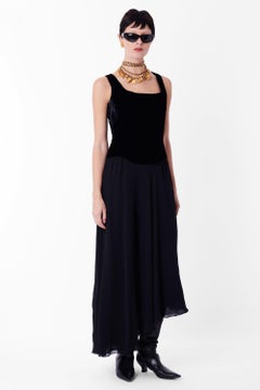 Chanel Vintage F/W 1993 Runway Velvet Black Corset Dress