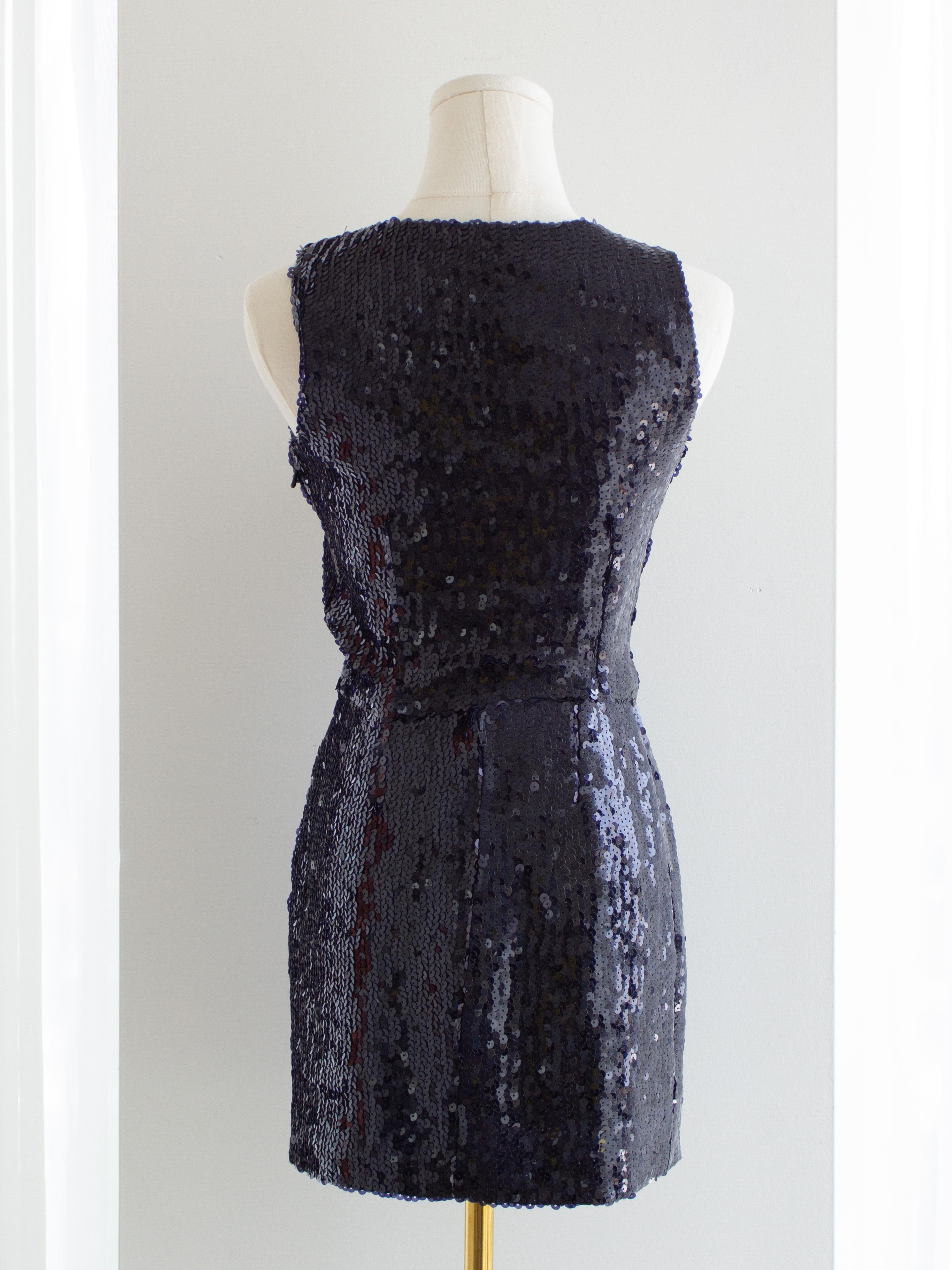 Chanel Vintage A/I 1994 Blu Navy impreziosito da paillettes 3 pezzi 94A Top Giacca Gonna in vendita 10