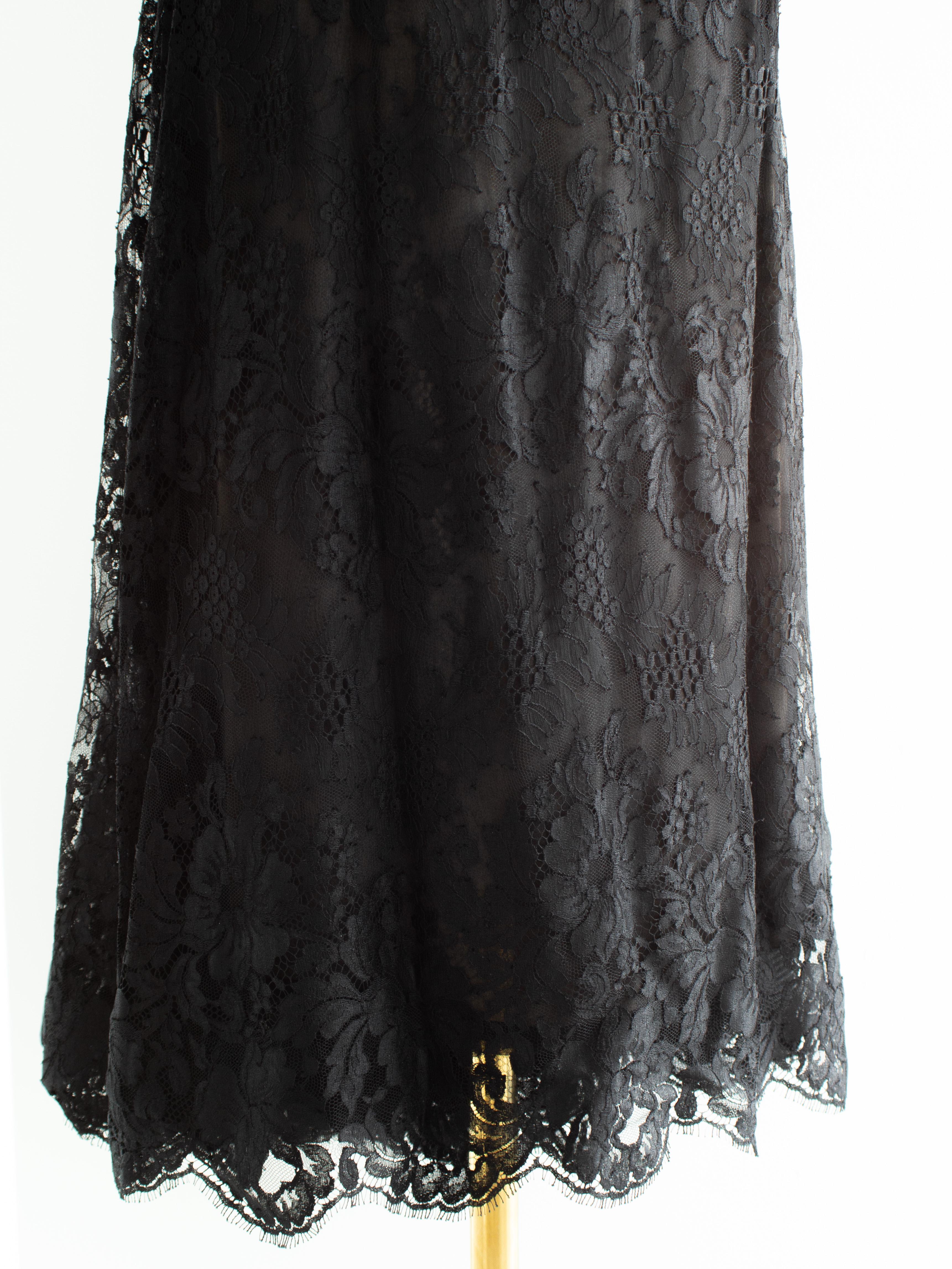 Chanel Vintage F/W 1995 Black Lace Floral Sweetheart 95A LBD Dress 6