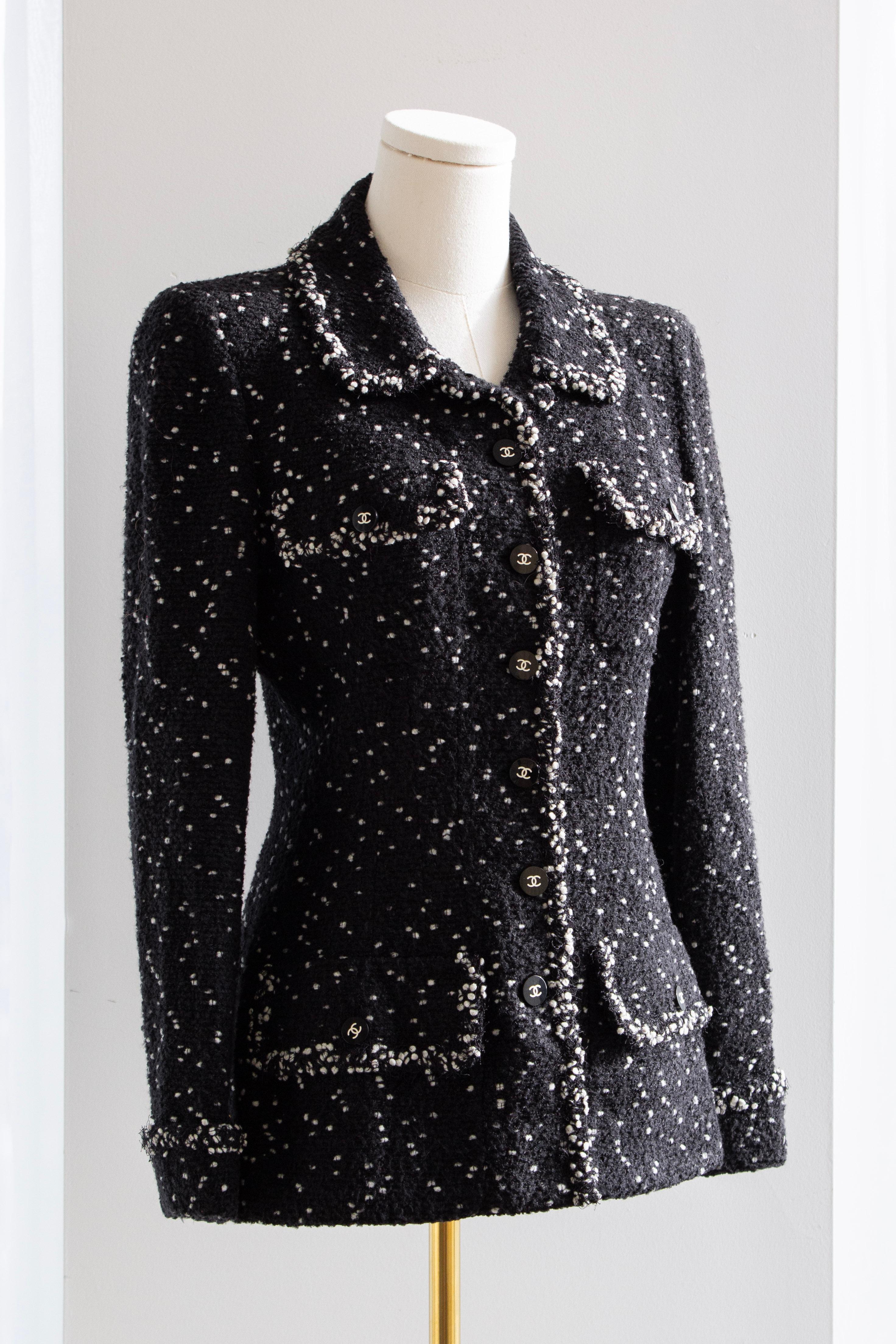 Chanel Vintage F/w 1995 Black White Popcorn Snowflake… - Gem
