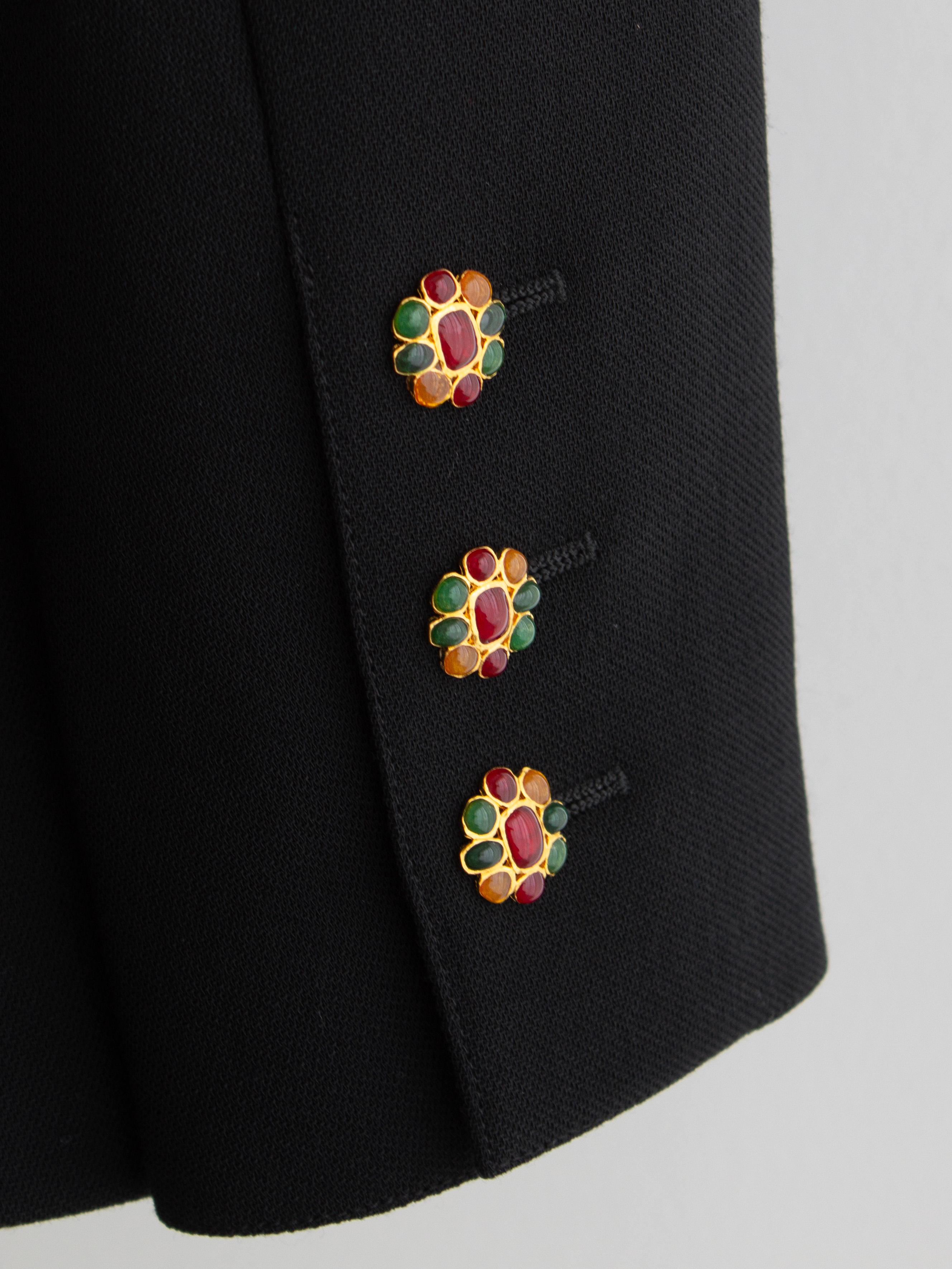 Chanel Vintage F/W 1996 Black 24K Gripoix Embellished 96A LBJ Jacket For Sale 6