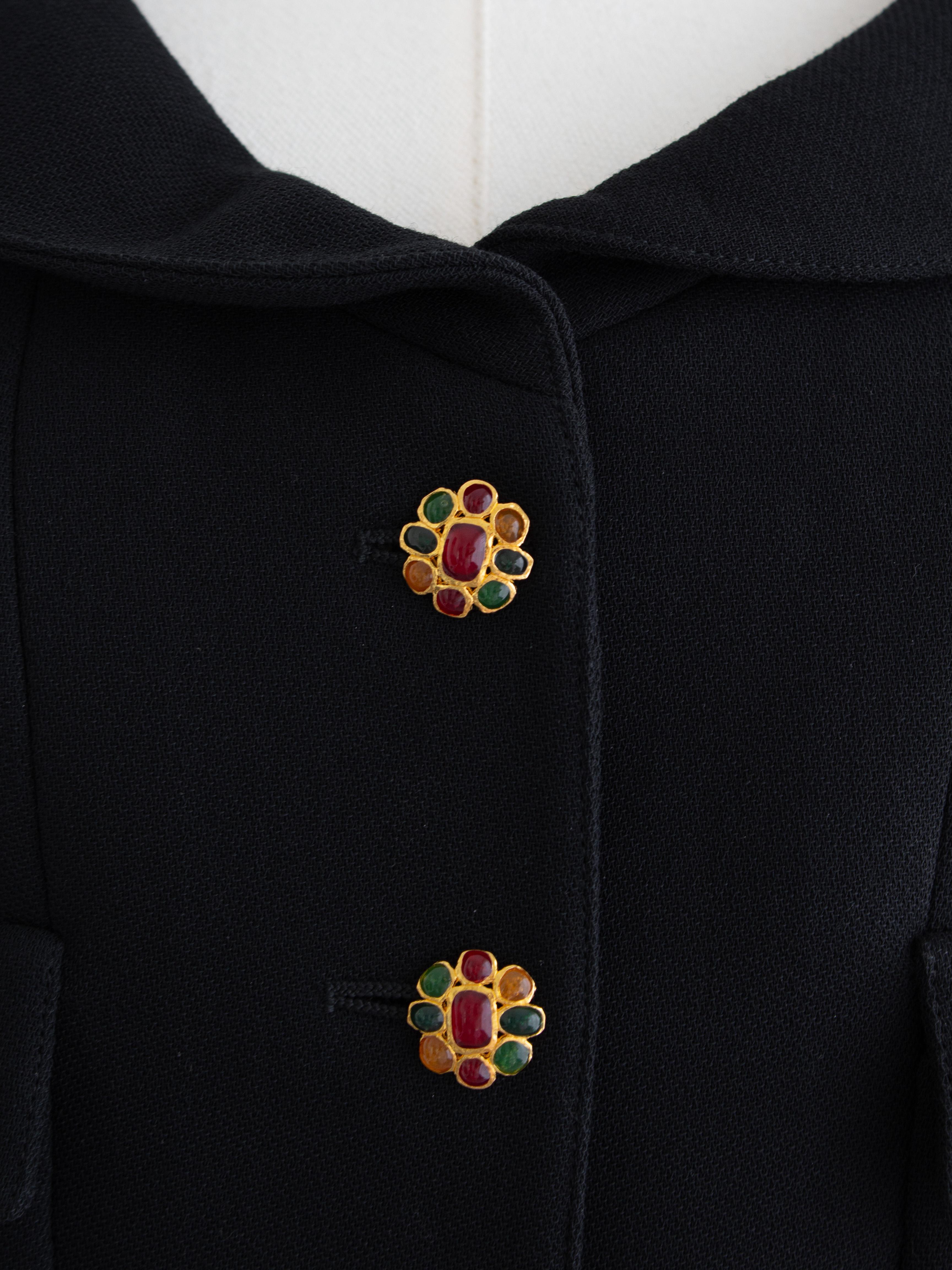 Chanel Vintage F/W 1996 Black 24K Gripoix Embellished 96A LBJ Jacket For Sale 3