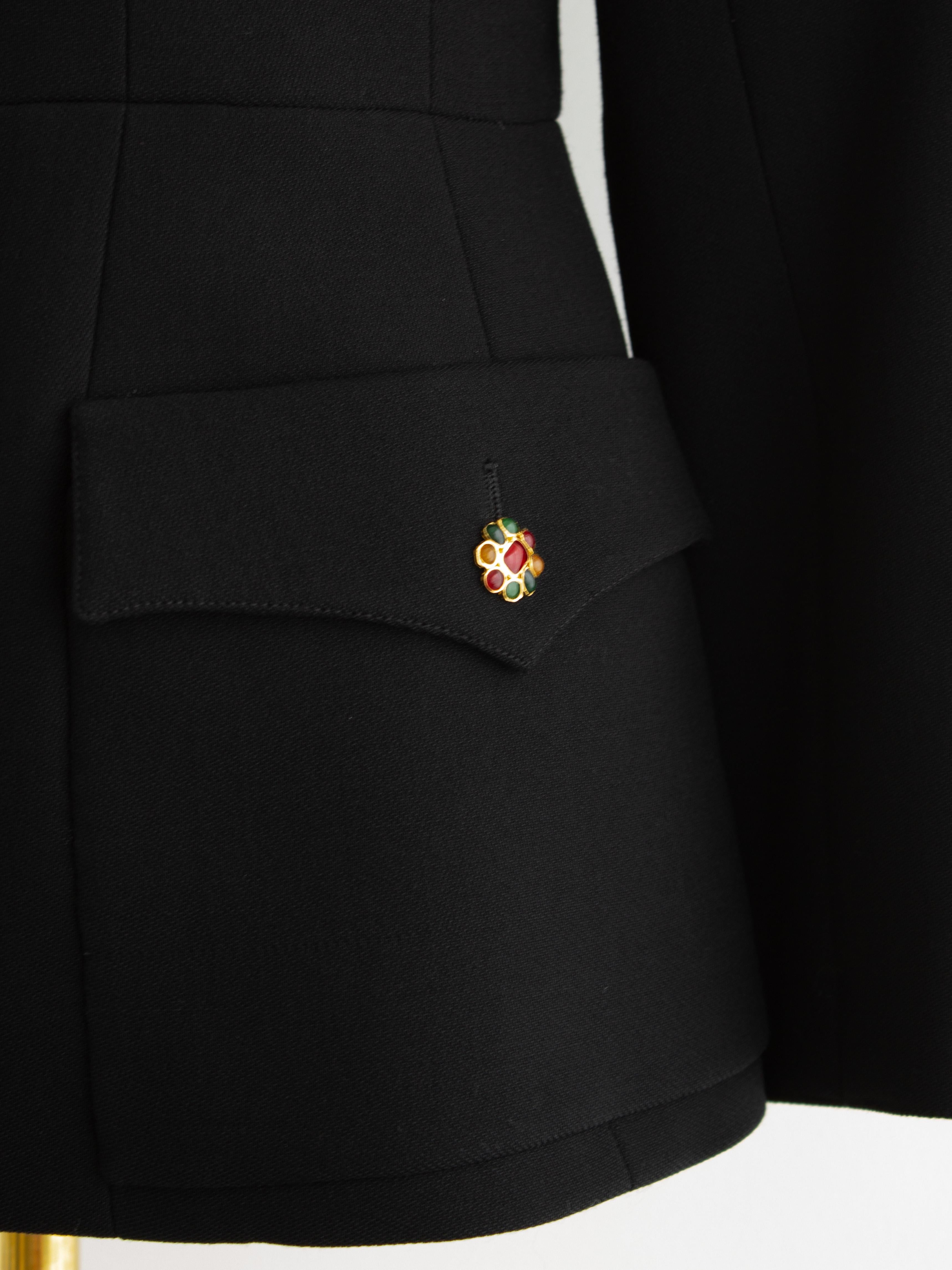 Chanel Vintage F/W 1996 Black 24K Gripoix Embellished 96A LBJ Jacket For Sale 4