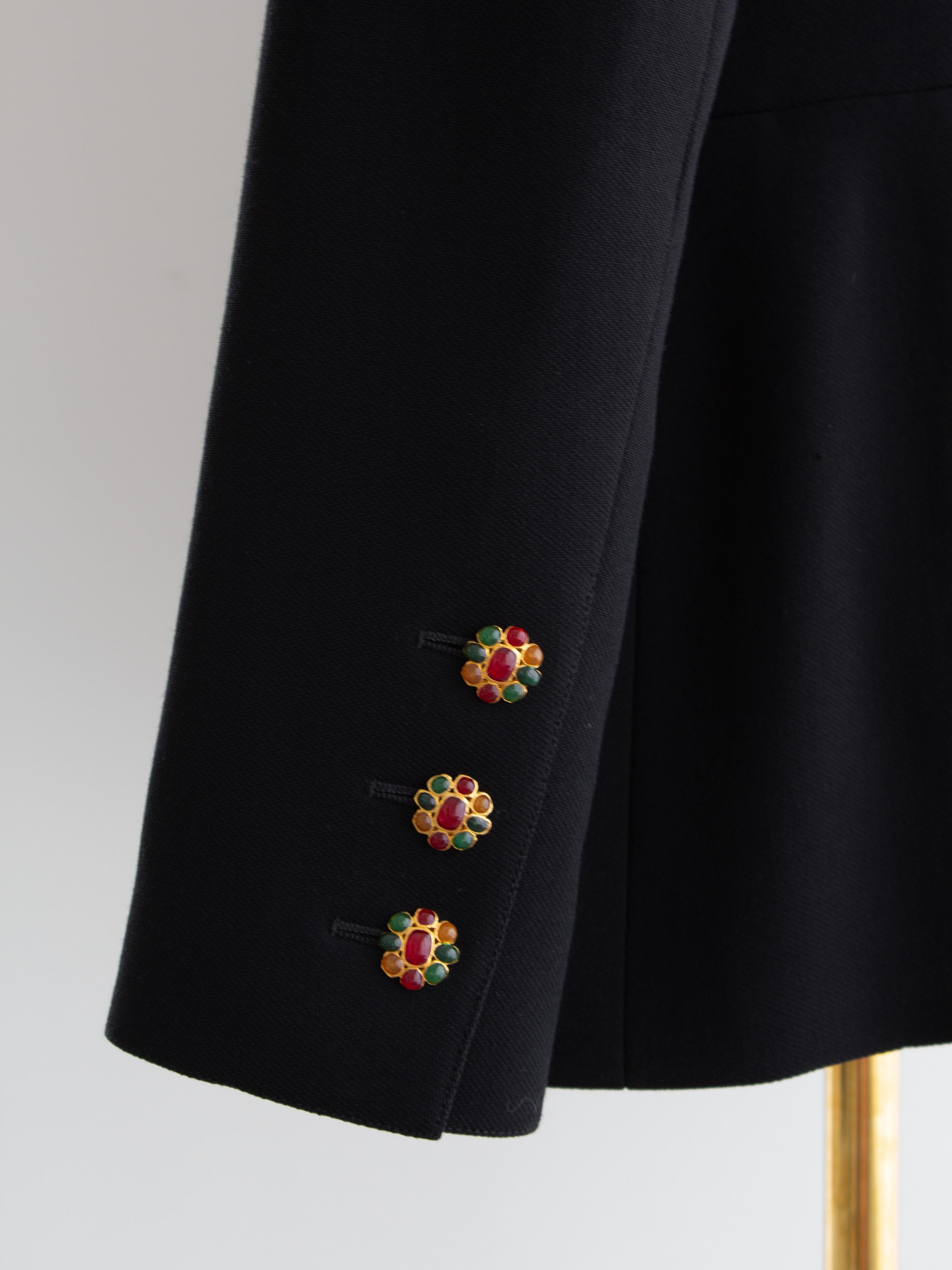 Chanel Vintage F/W 1996 Black 24K Gripoix Embellished 96A LBJ Jacket For Sale 5