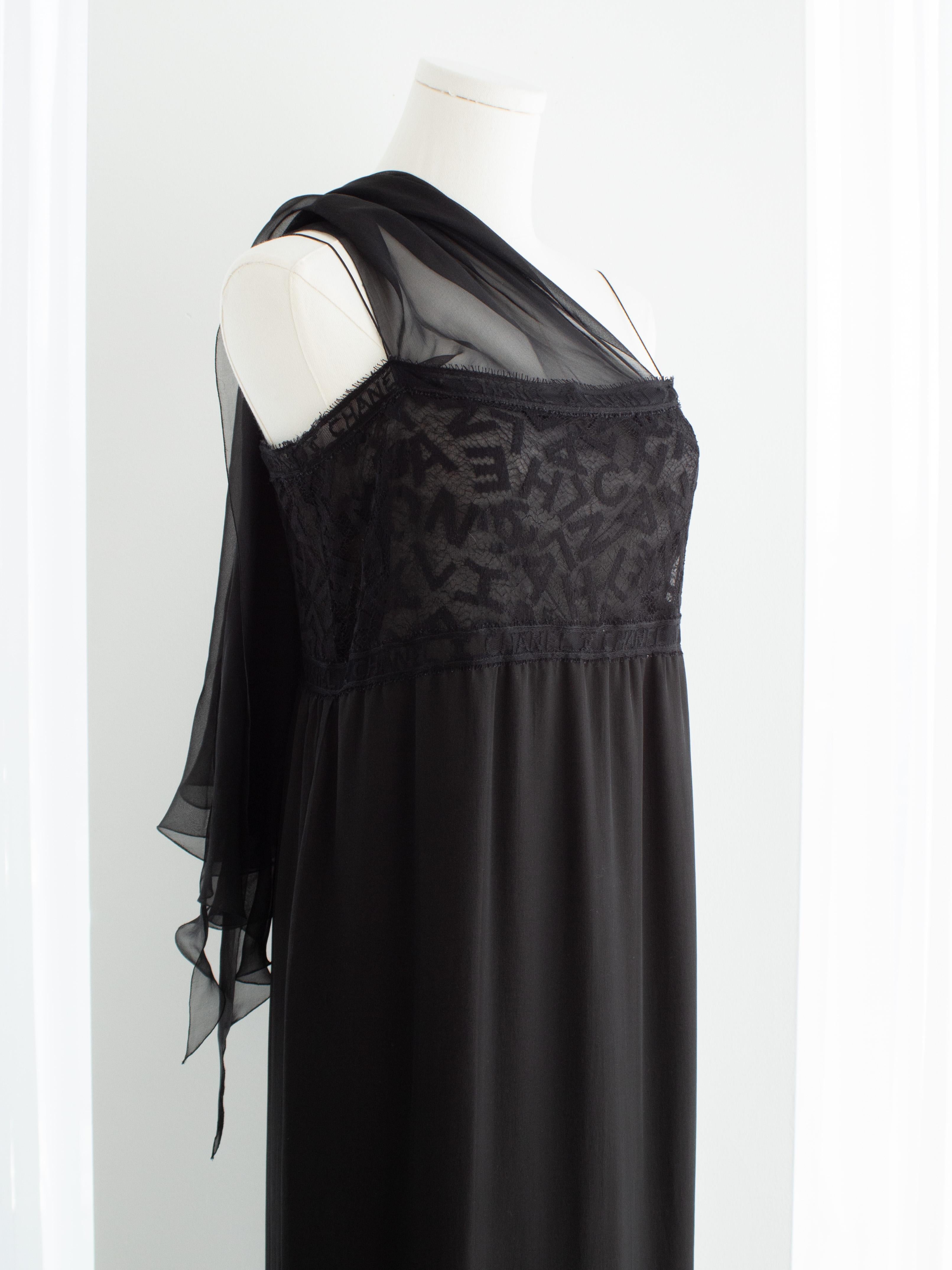 Chanel Vintage F/W 1998 Black Lace Letter Alphabet 98A Dress Gown 6
