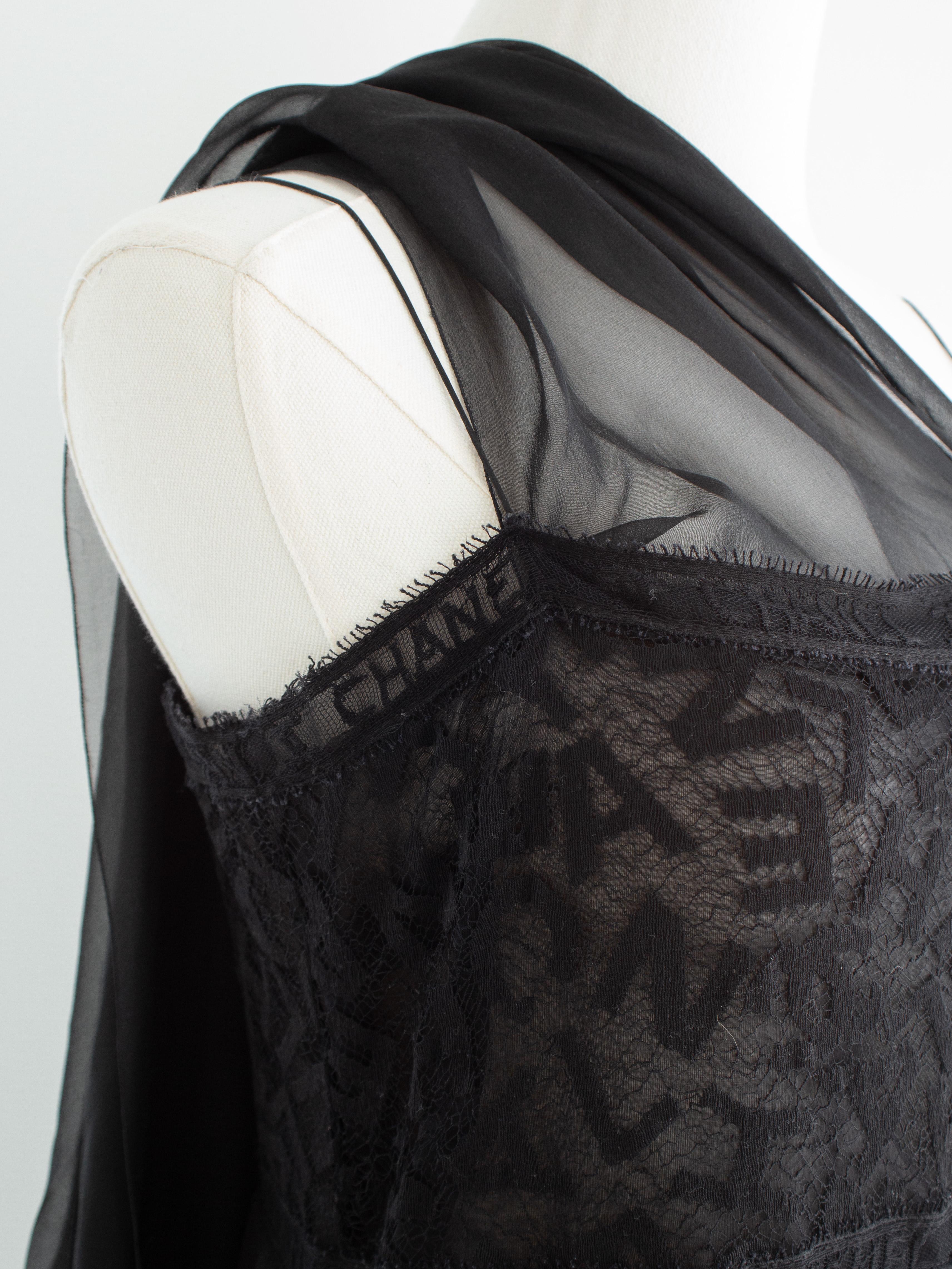 Chanel Vintage F/W 1998 Black Lace Letter Alphabet 98A Dress Gown 7