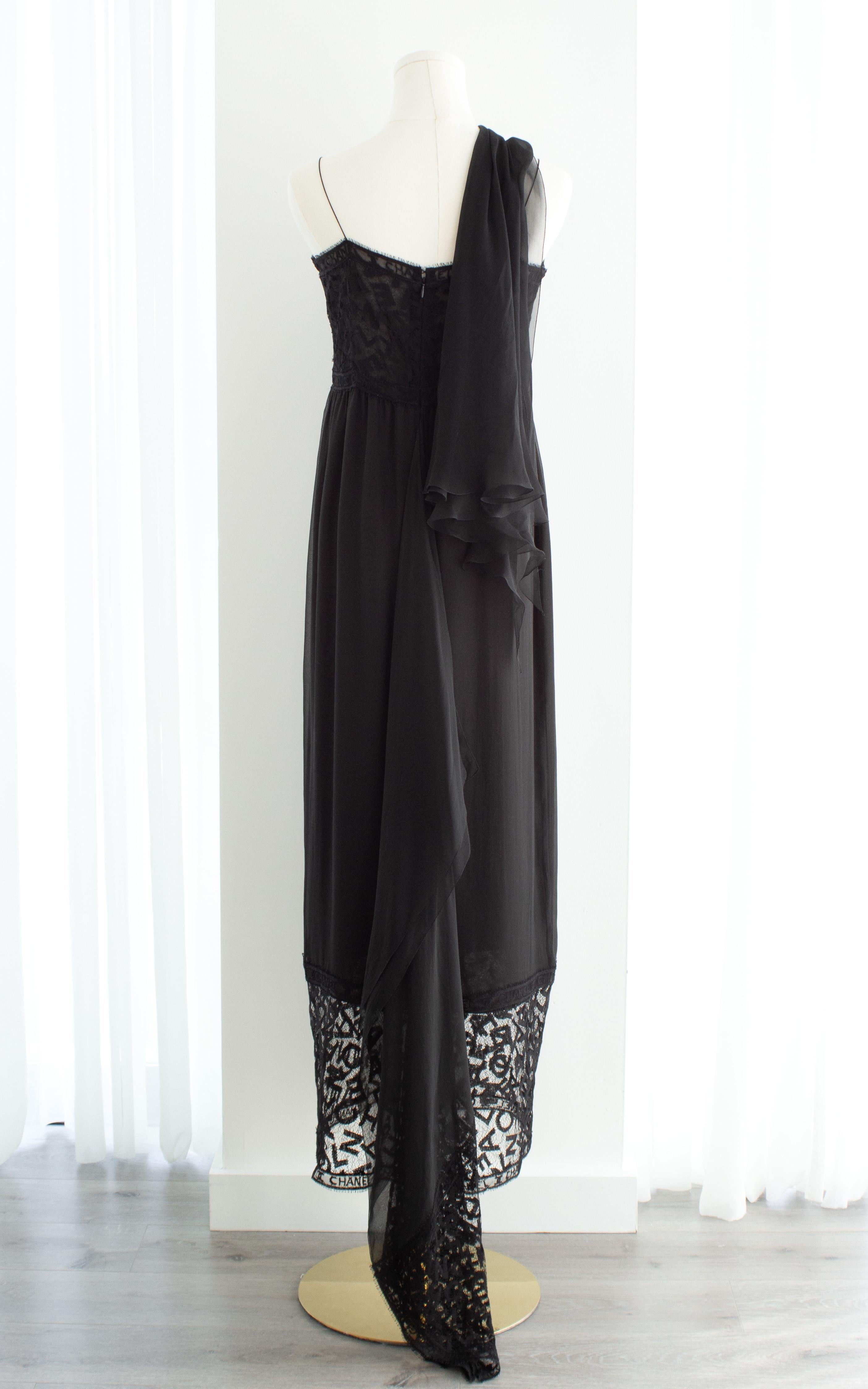 Chanel Vintage F/W 1998 Black Lace Letter Alphabet 98A Dress Gown 9