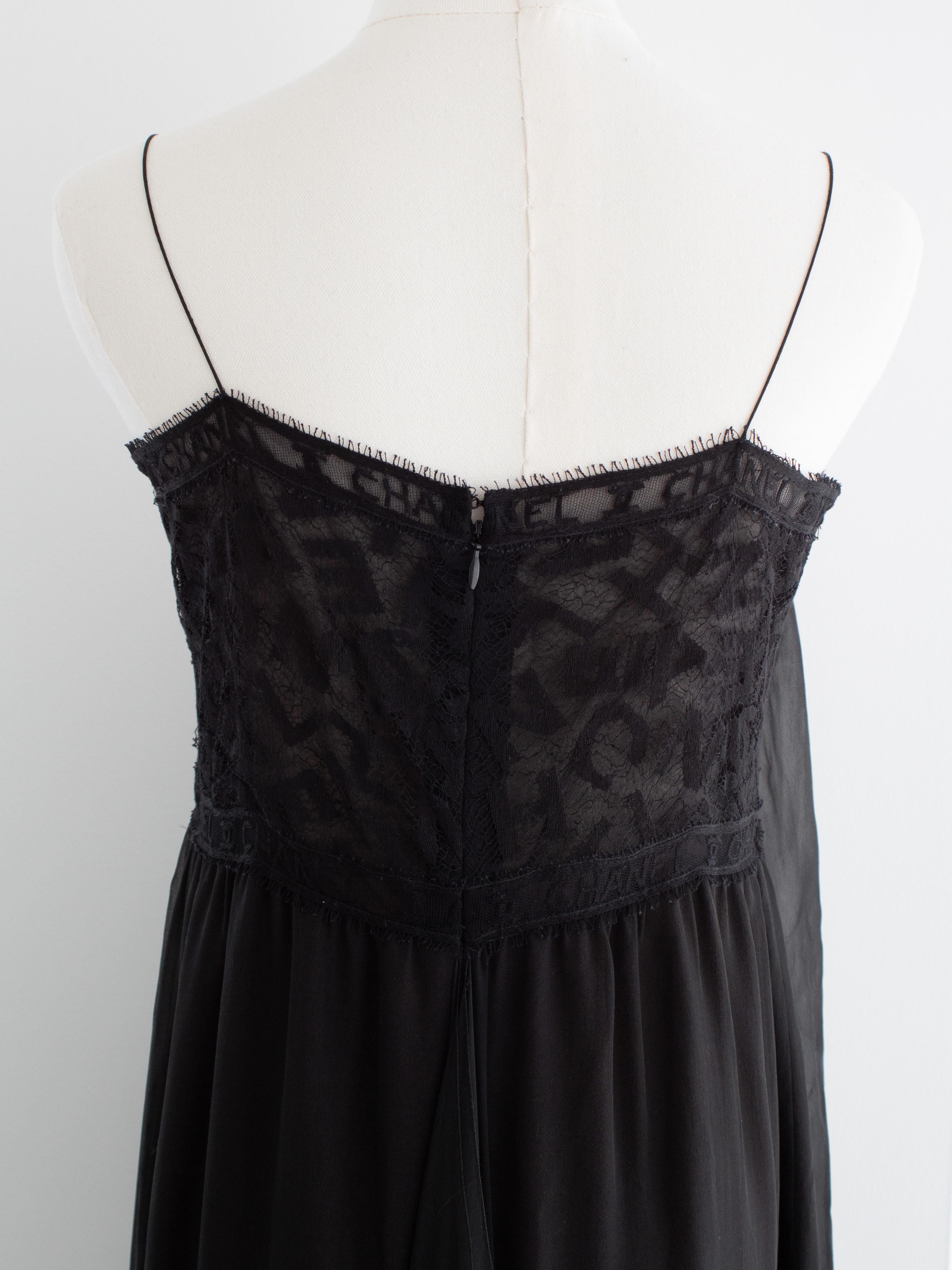 Chanel Vintage F/W 1998 Black Lace Letter Alphabet 98A Dress Gown 10