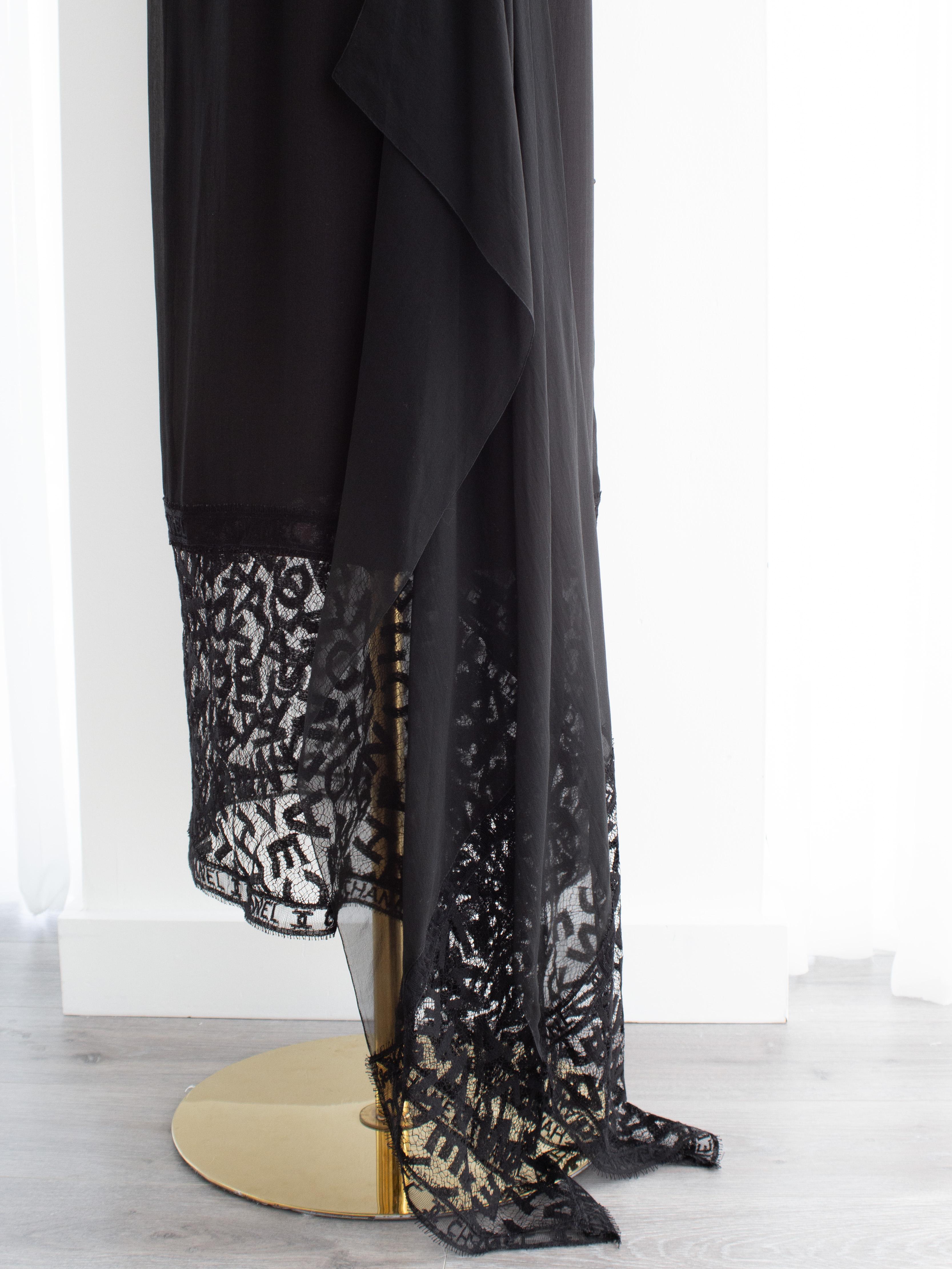 Chanel Vintage F/W 1998 Black Lace Letter Alphabet 98A Dress Gown 12