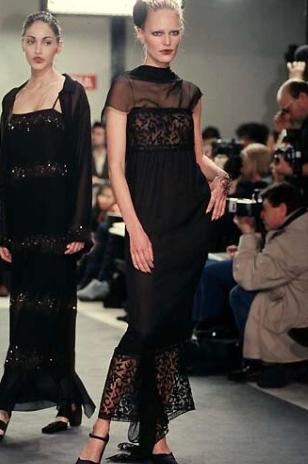 Women's Chanel Vintage F/W 1998 Black Lace Letter Alphabet 98A Dress Gown