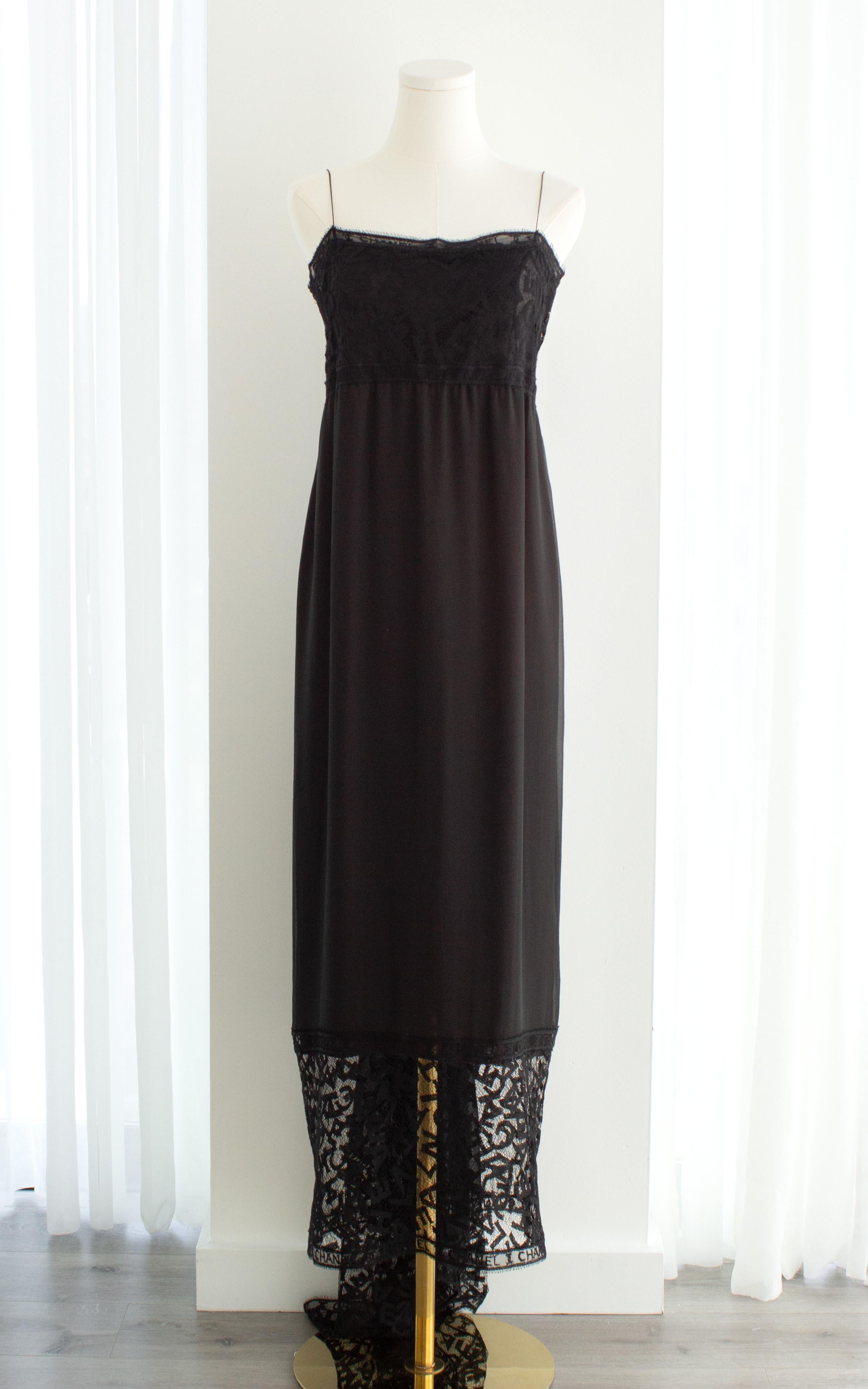 Chanel Vintage F/W 1998 Black Lace Letter Alphabet 98A Dress Gown 3