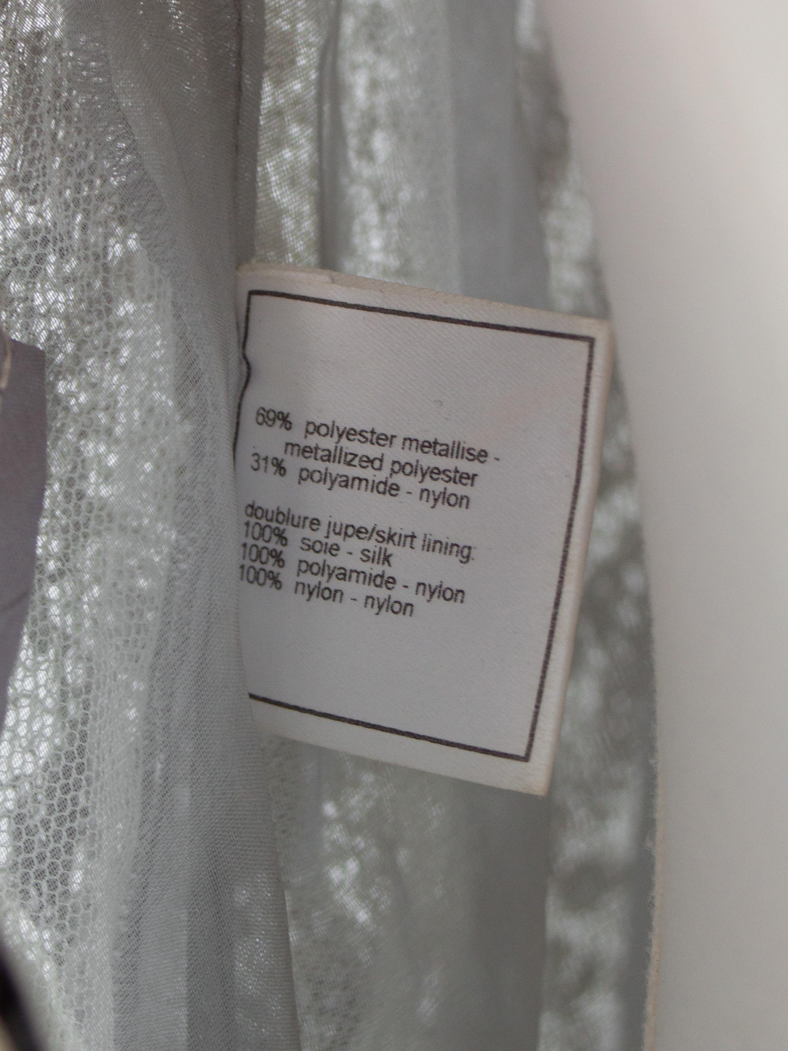 Chanel Vintage F/W 2003 Taupe Grün Pailletten verschönert Bogen 03A Kleid Kleid im Angebot 11