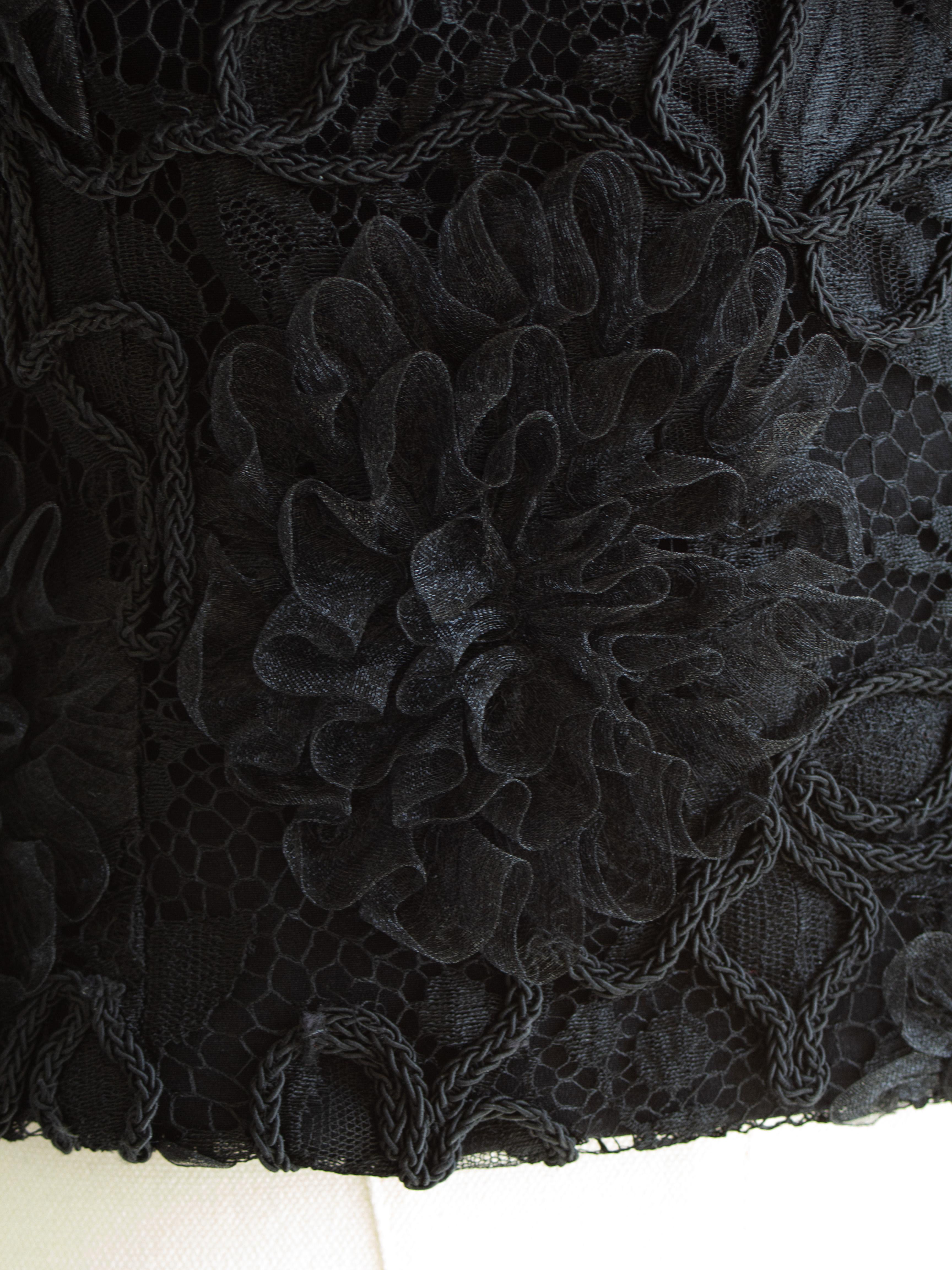 Chanel Vintage F/W1995 Black Lace Flower Bustier 95A Top For Sale 7