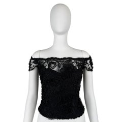 Chanel Vintage F/W1995 Black Lace Flower Bustier