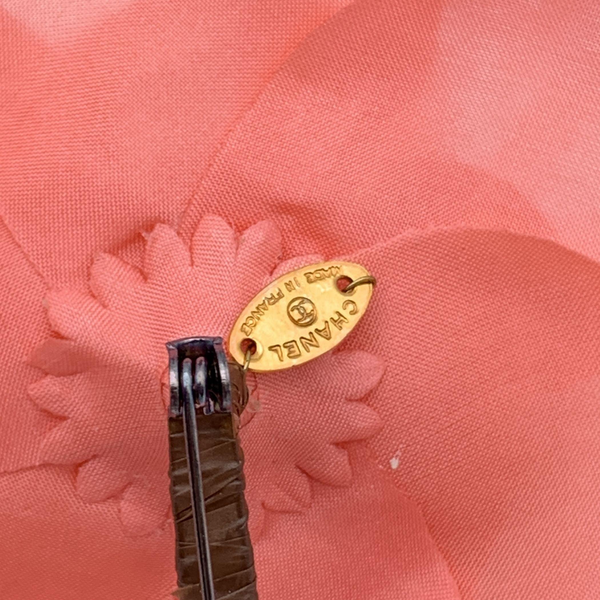 Chanel Vintage Fabric Pink Flower Pin Brooch Camellia Camelia 2