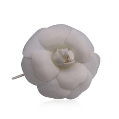 Chanel Vintage Fabric White Flower Camelia Camellia Brooch Pin