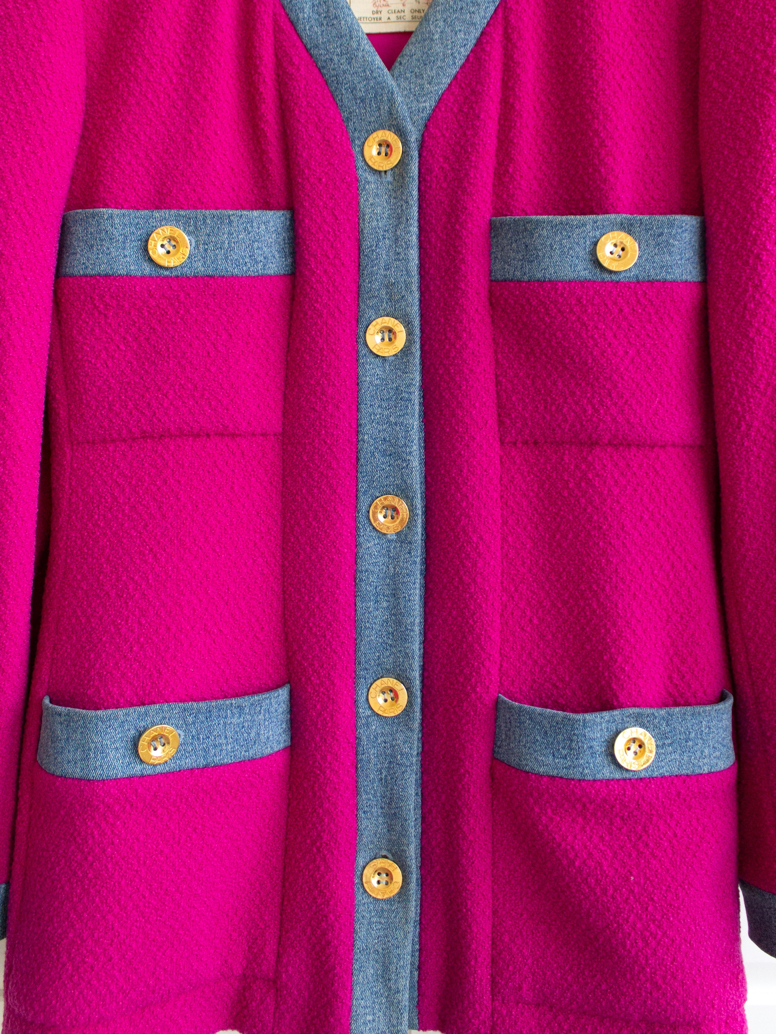 Chanel Vintage Fall 1991 Hip-Hop Pink Blue Denim Jacket Mini Skirt Suit 4