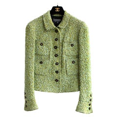 Chanel Vintage Fall 1994 Green Yellow Black Fantasy Tweed 94A Jacket