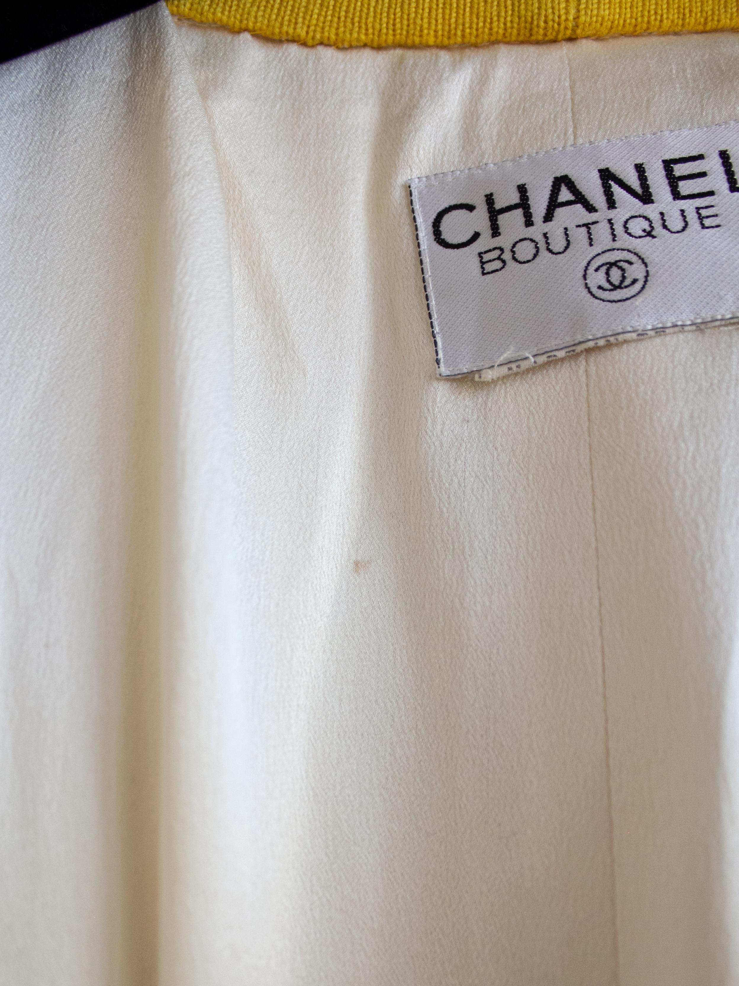 Chanel Vintage Fall 1994 Ivory Black Yellow Logo 94A Alpaca Fur Jacket 1